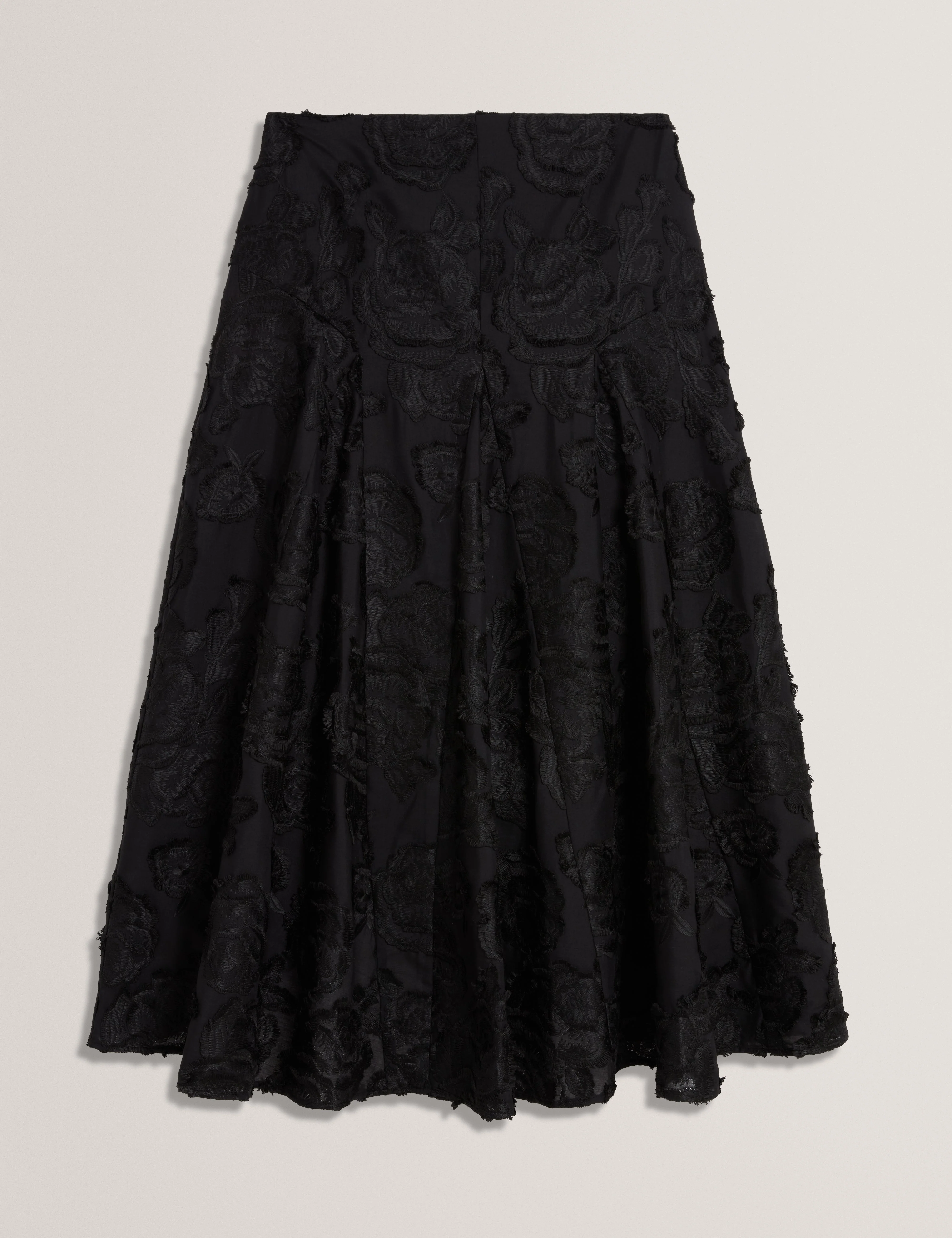Eccrina Textured Rose Detail Midi Skirt Black - Image 8