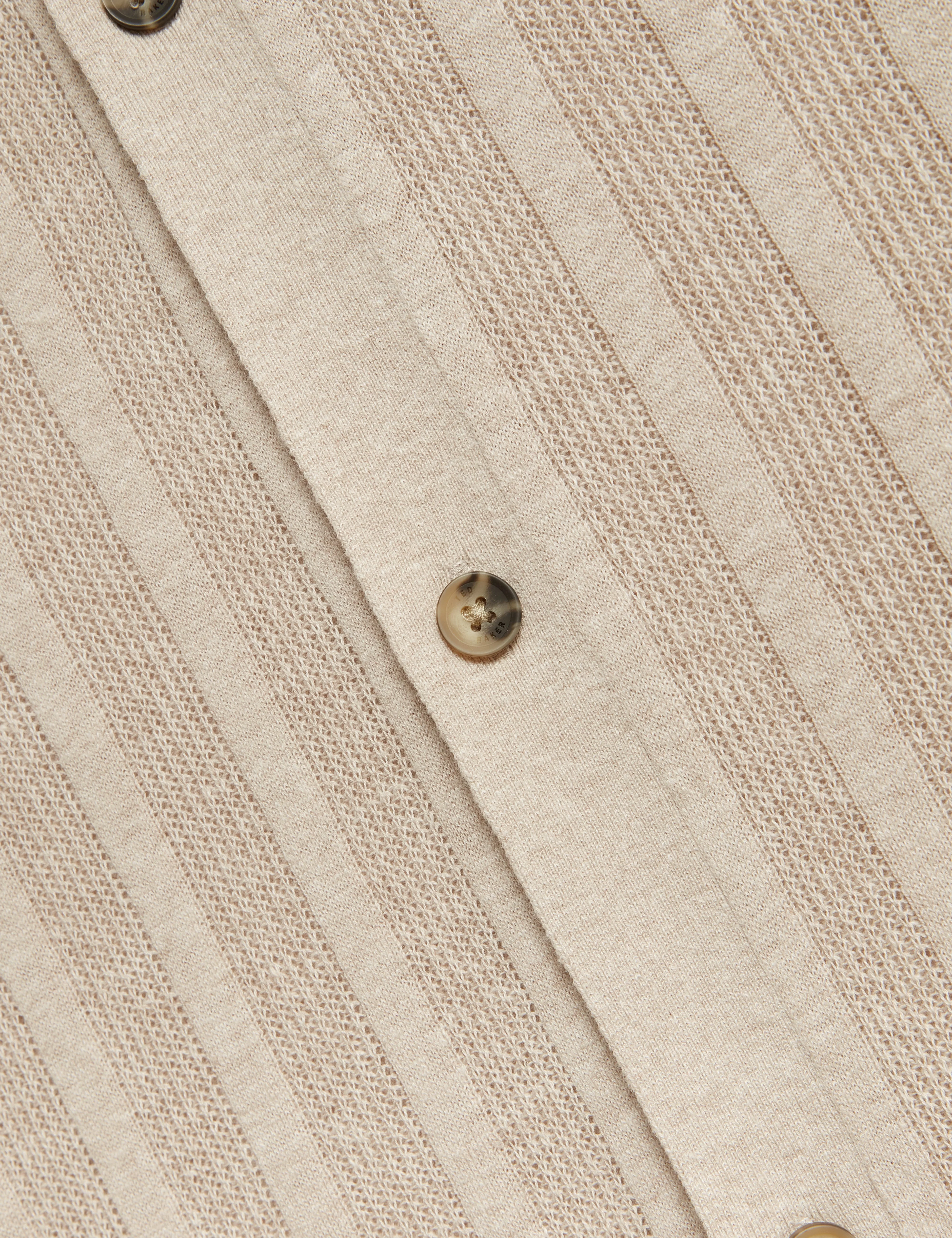 Edio Short Sleeve Stitch Interest Revere Collar Polo Ecru - Image 3