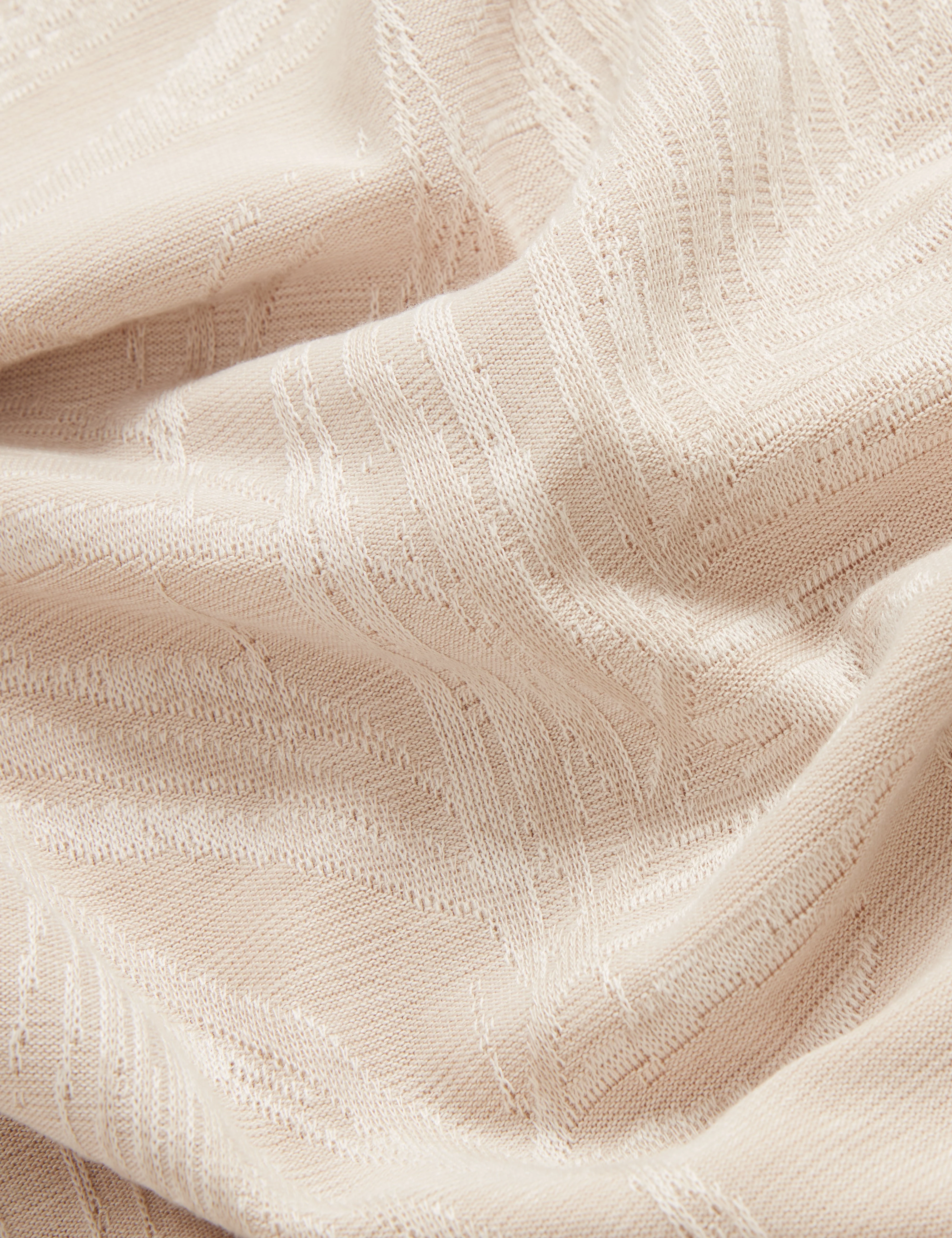 Edwine Short Sleeve Regular Jacquard Leaf Polo Beige - Image 7