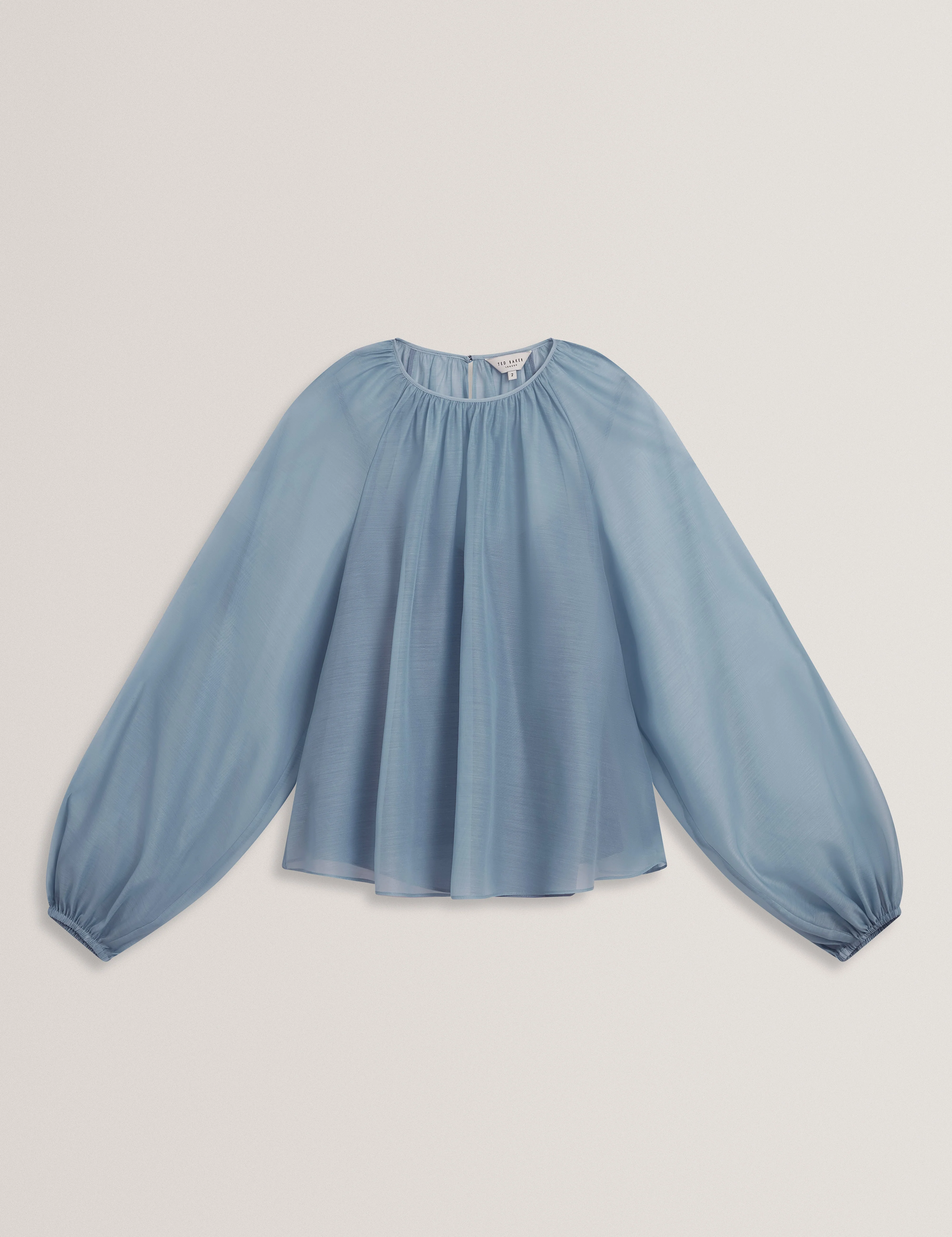 Eelana Organza Puff Sleeve Blouse Lt-Blue - Image 7