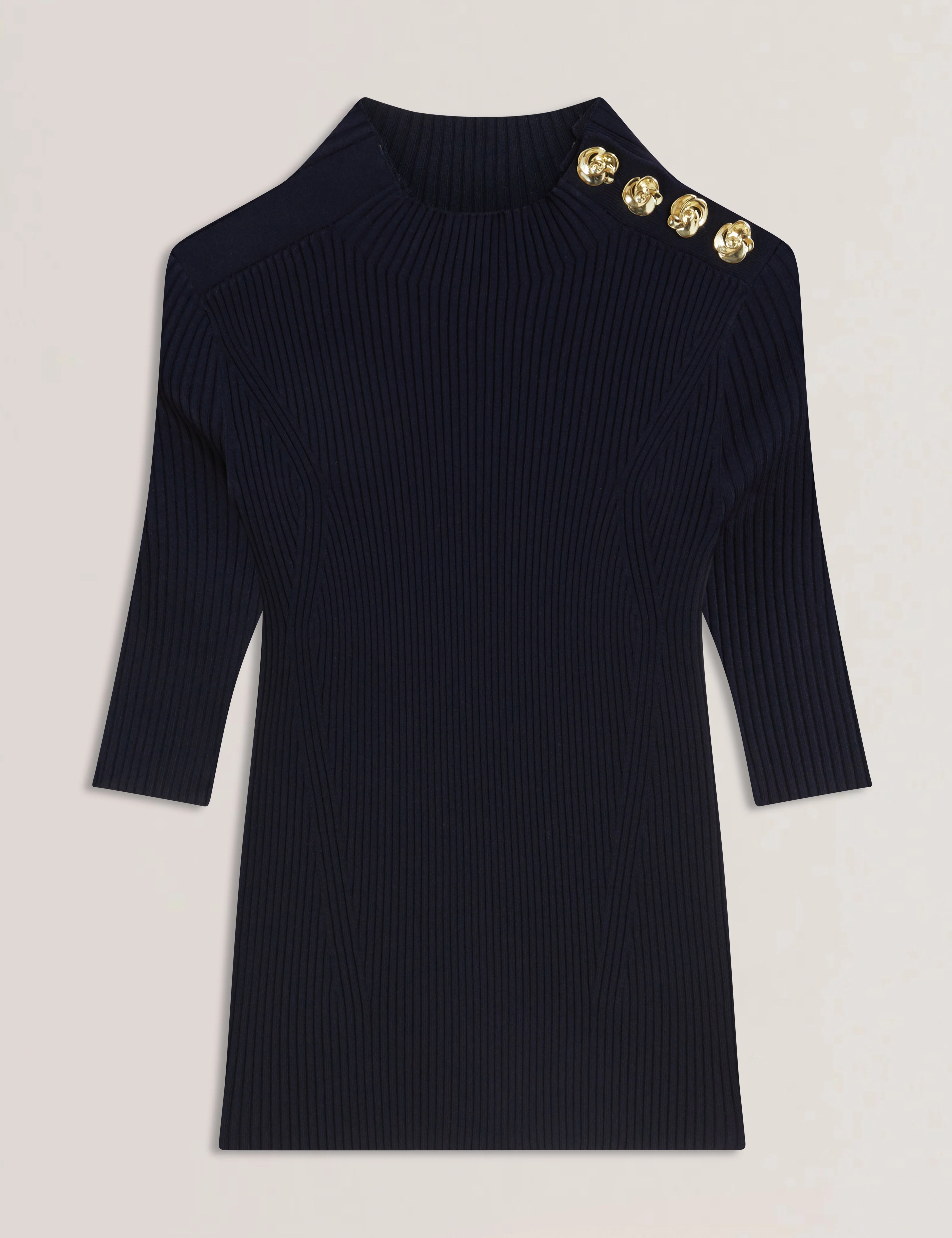 Eeliia Rose Button Detail Short Sleeve Top Navy - Image 6