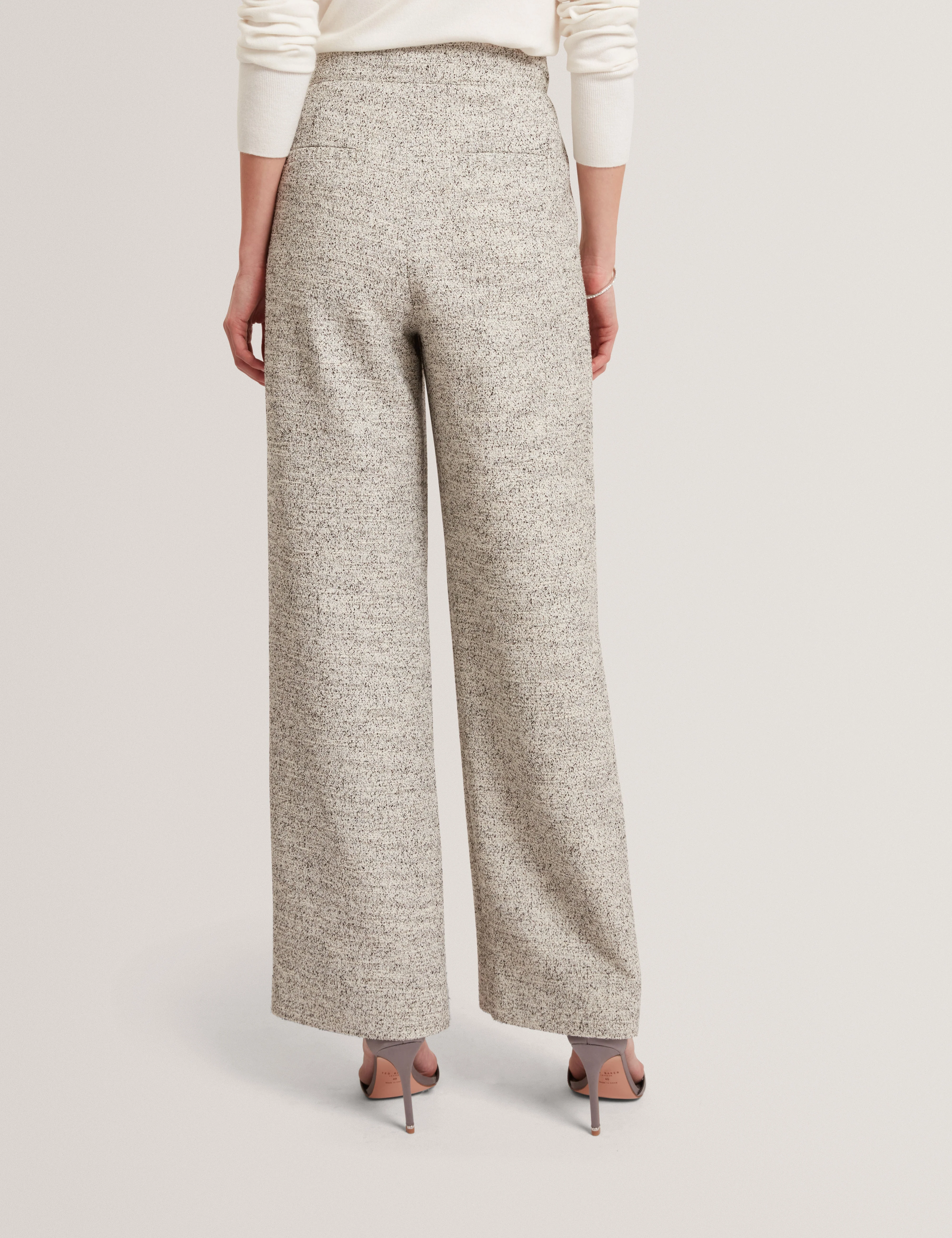 Ekaat Tailored Boucle Wide Leg Trouser Ivory - Image 5