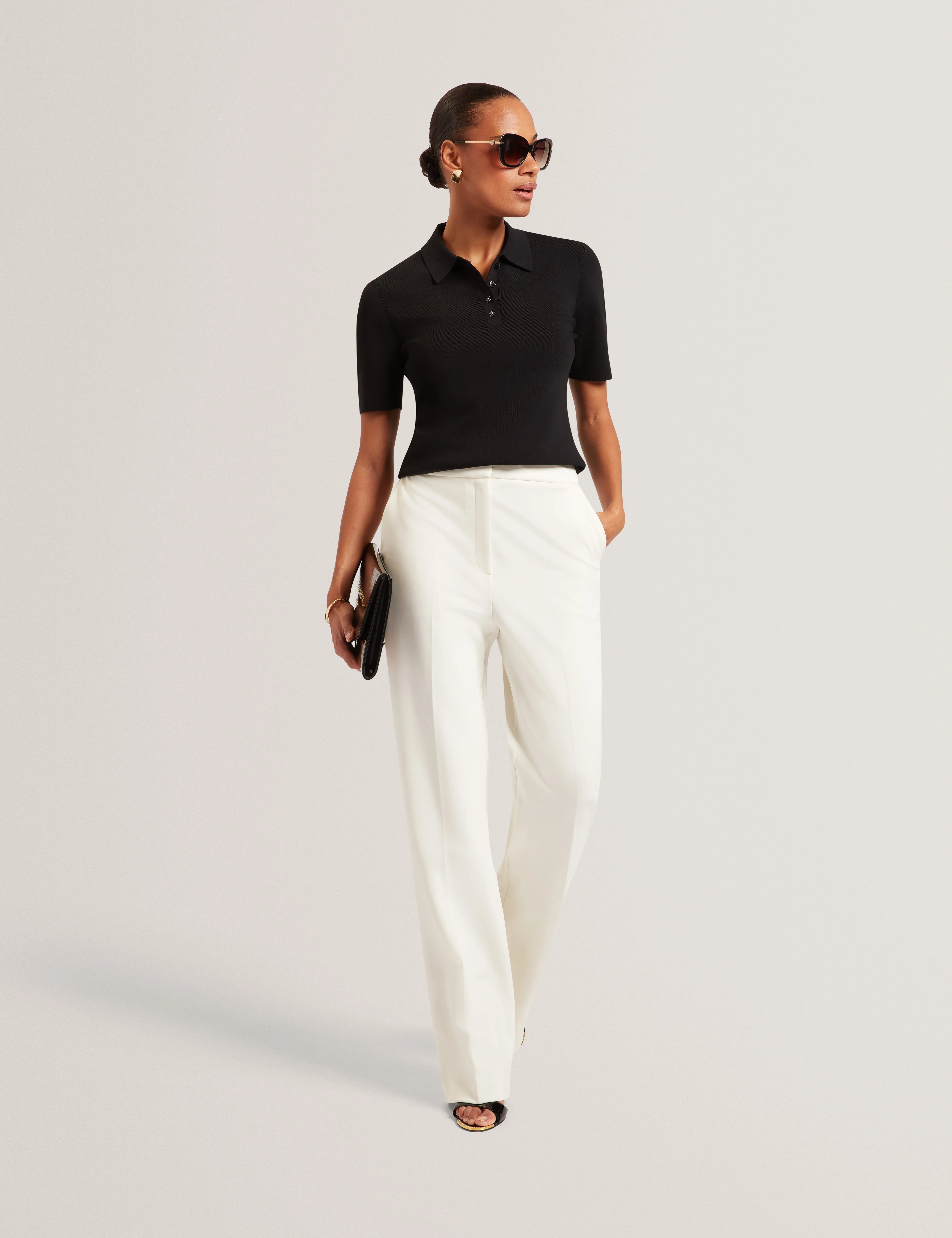 Elbeth Knitted Short Sleeve Polo Black - Image 3