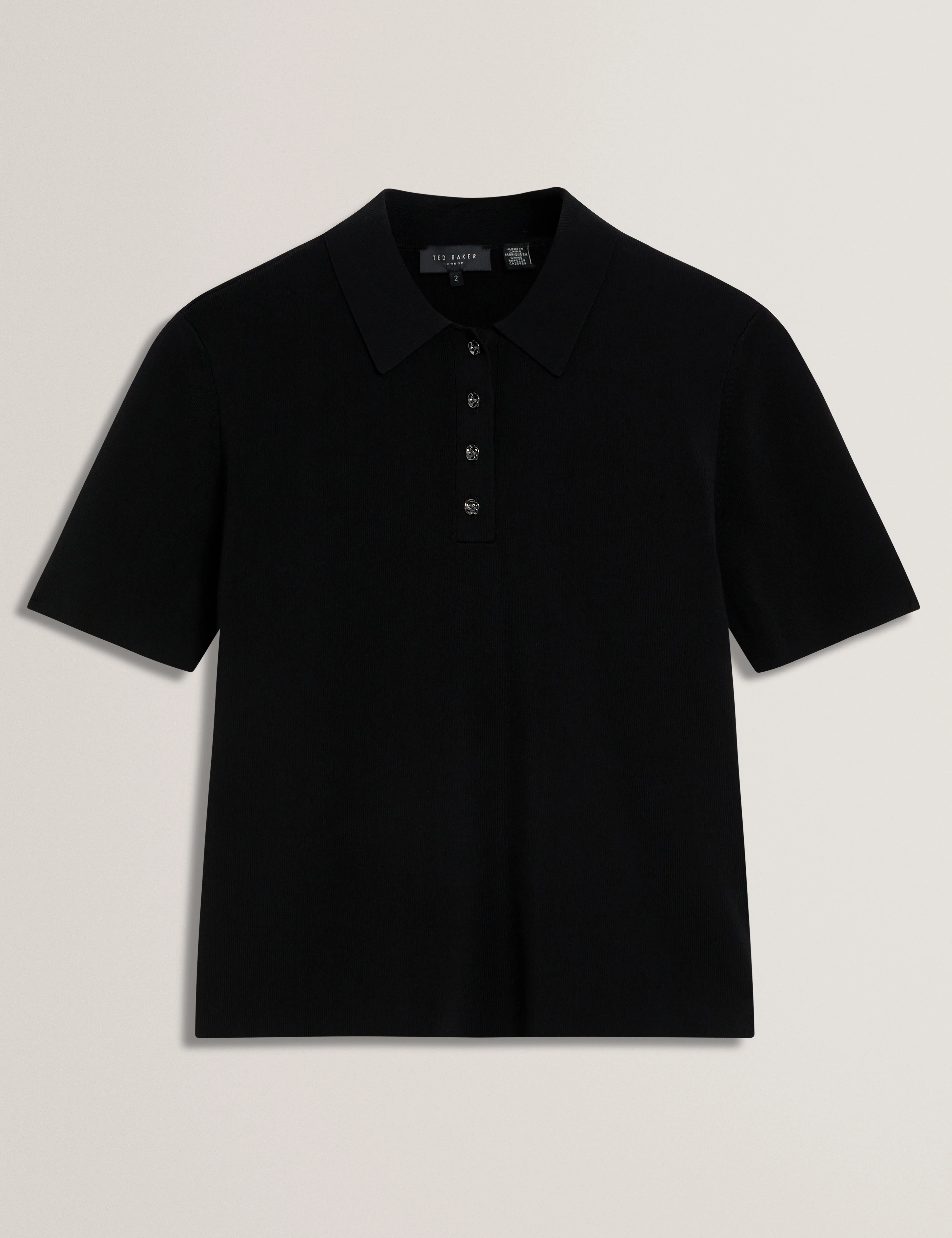 Elbeth Knitted Short Sleeve Polo Black - Image 6