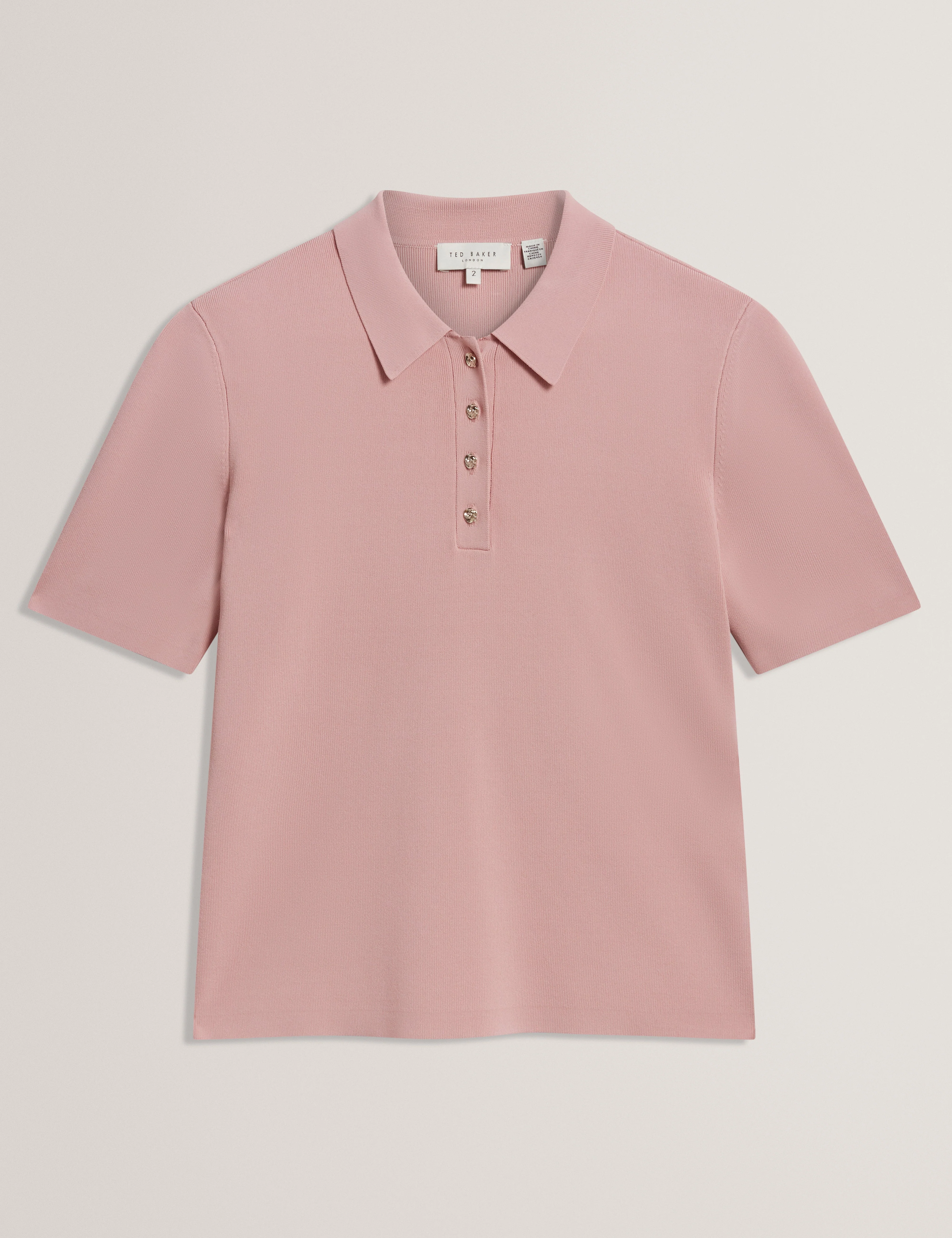 Elbeth Knitted Short Sleeve Polo Dusky-Pink - Image 7