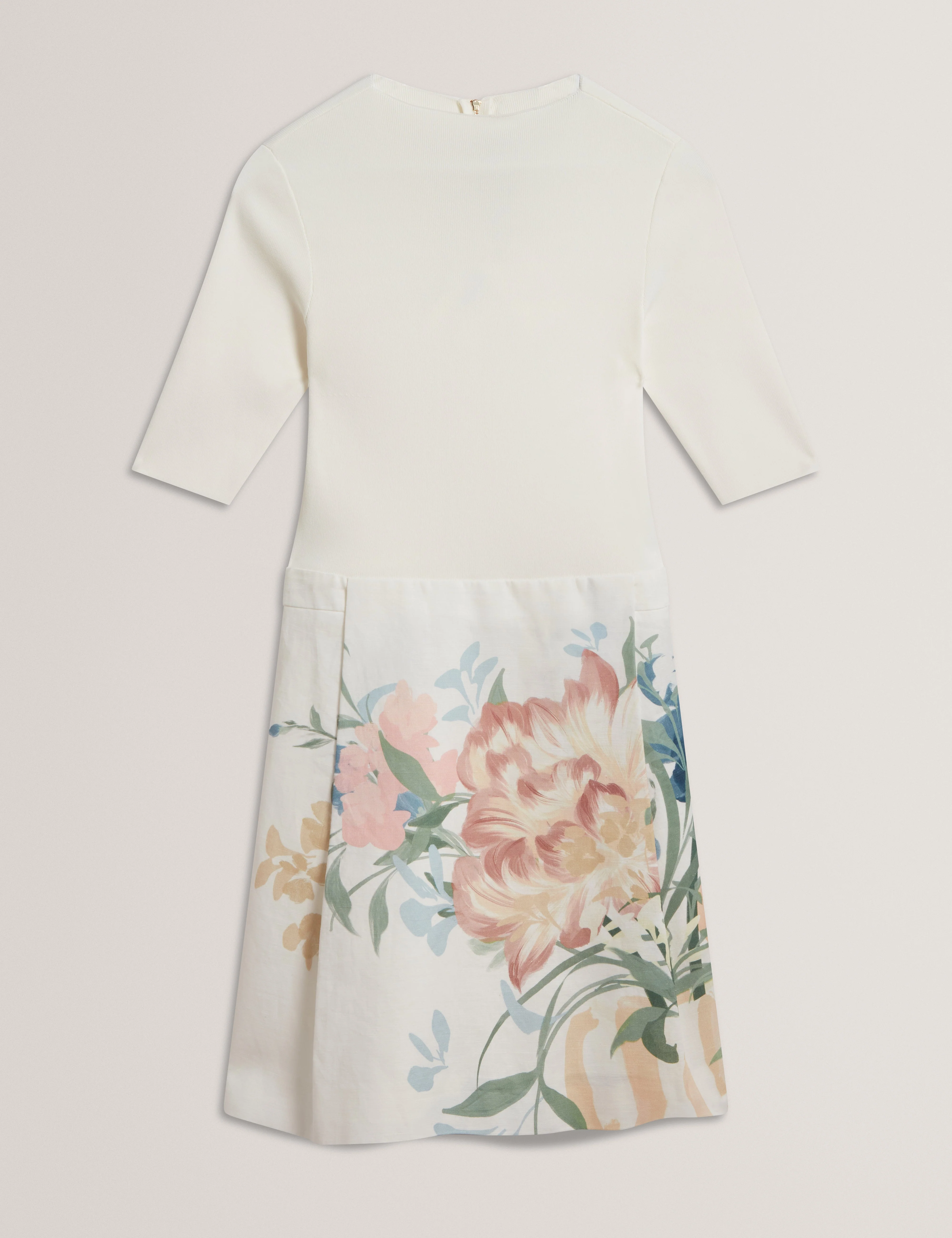 Elestre Knitted Mockable Mini Dress With Linen Ivory - Image 7