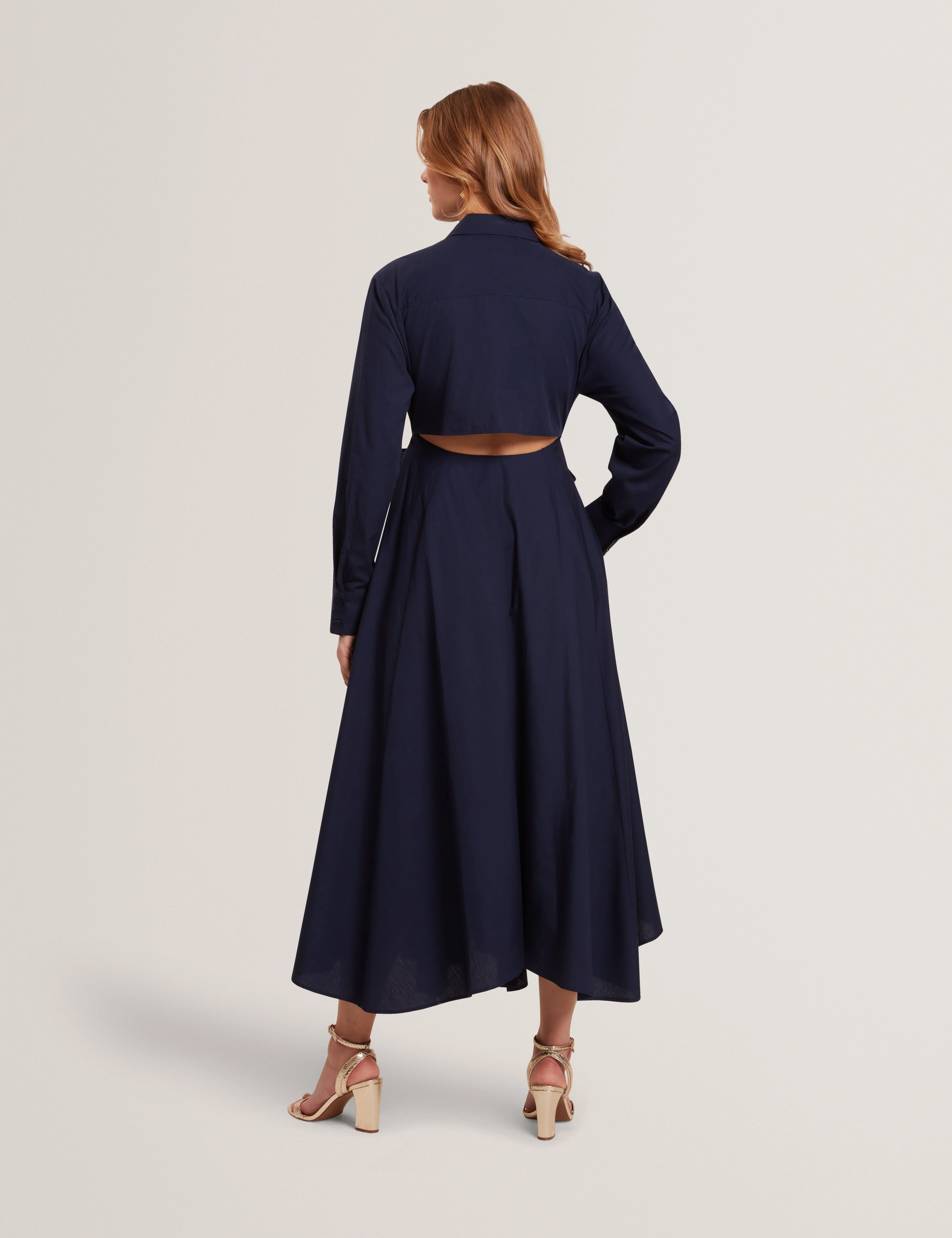 Ellisia Wrap Shirt Midi Dress Navy - Image 6