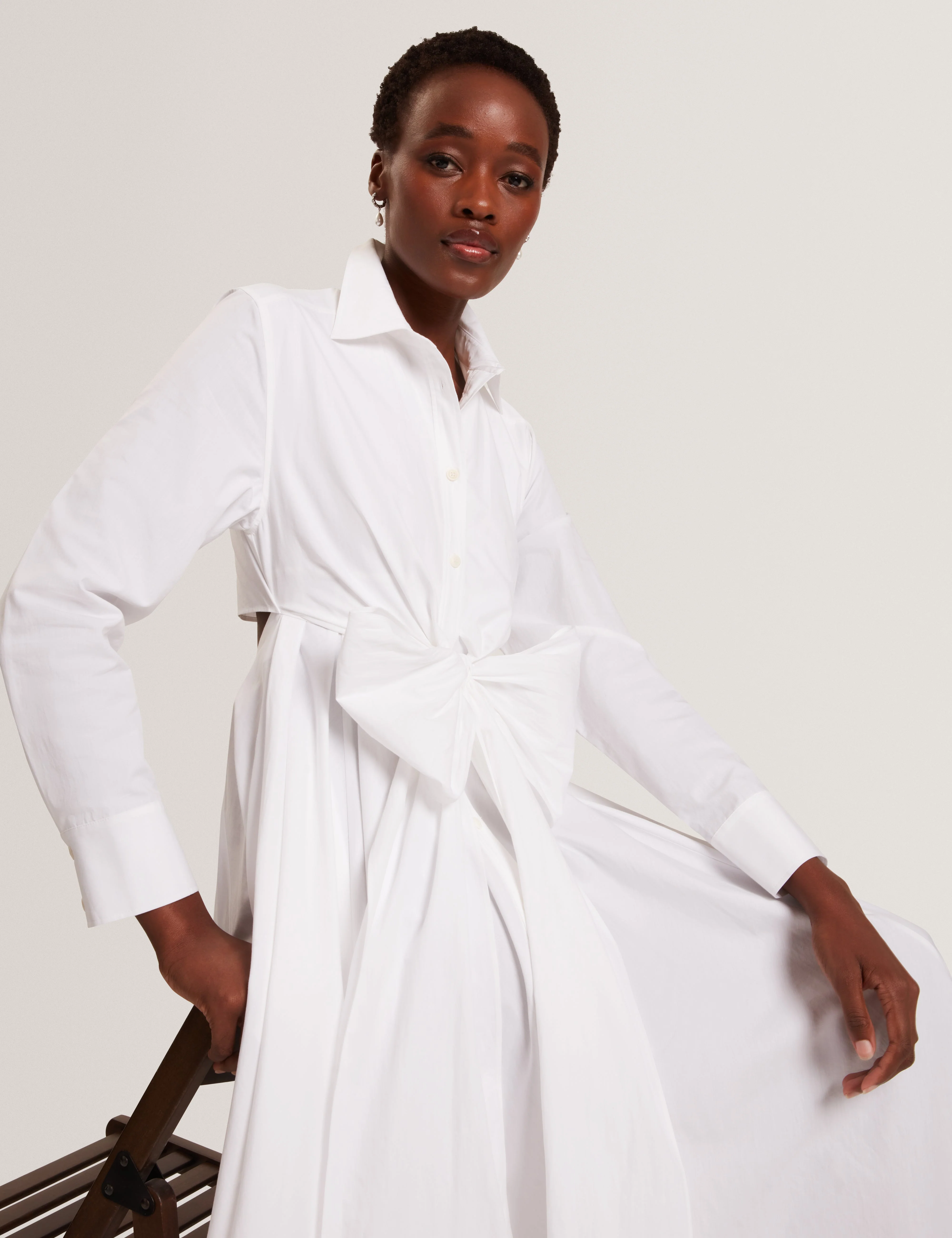 Ellisia Wrap Shirt Midi Dress White - Image 2