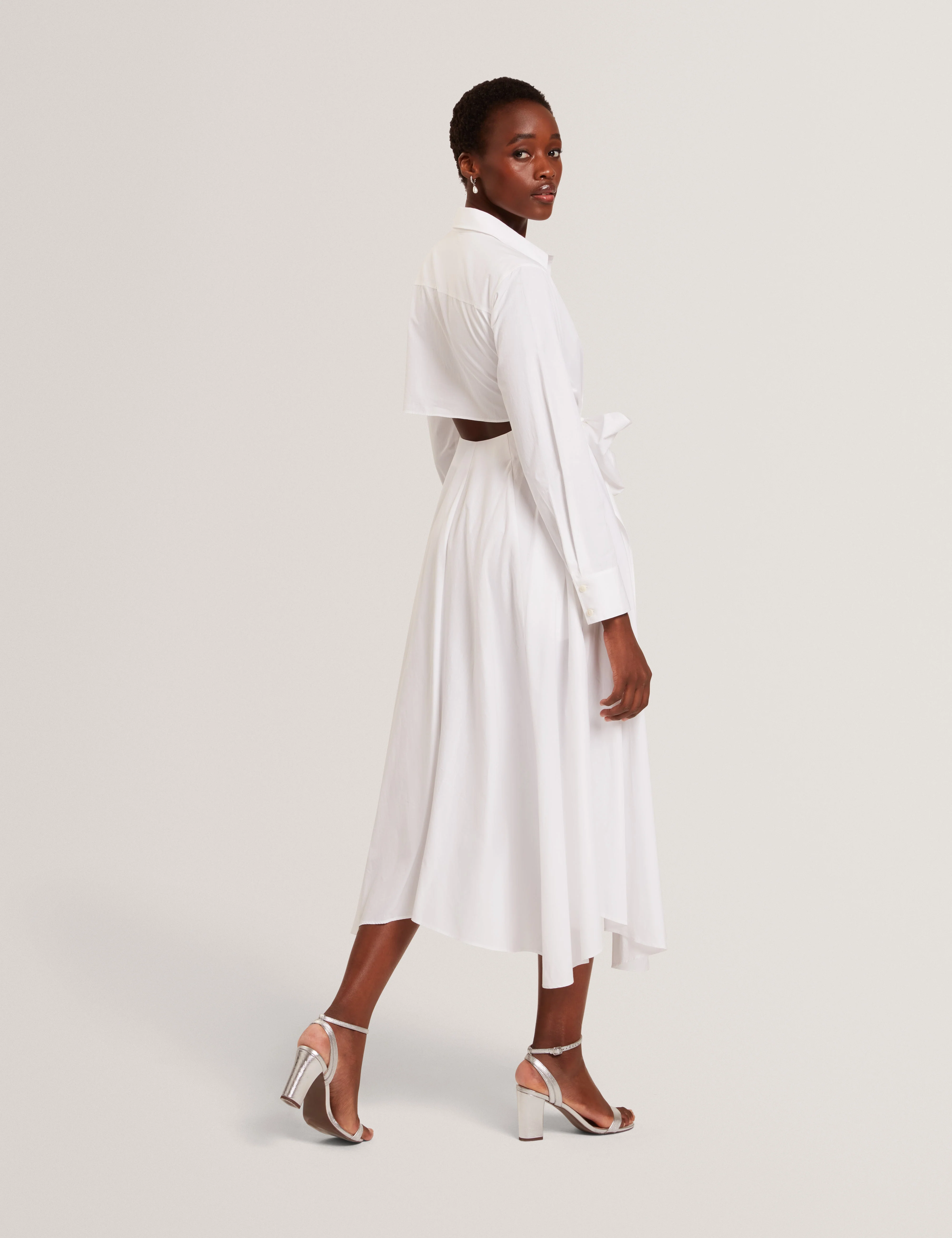 Ellisia Wrap Shirt Midi Dress White - Image 3