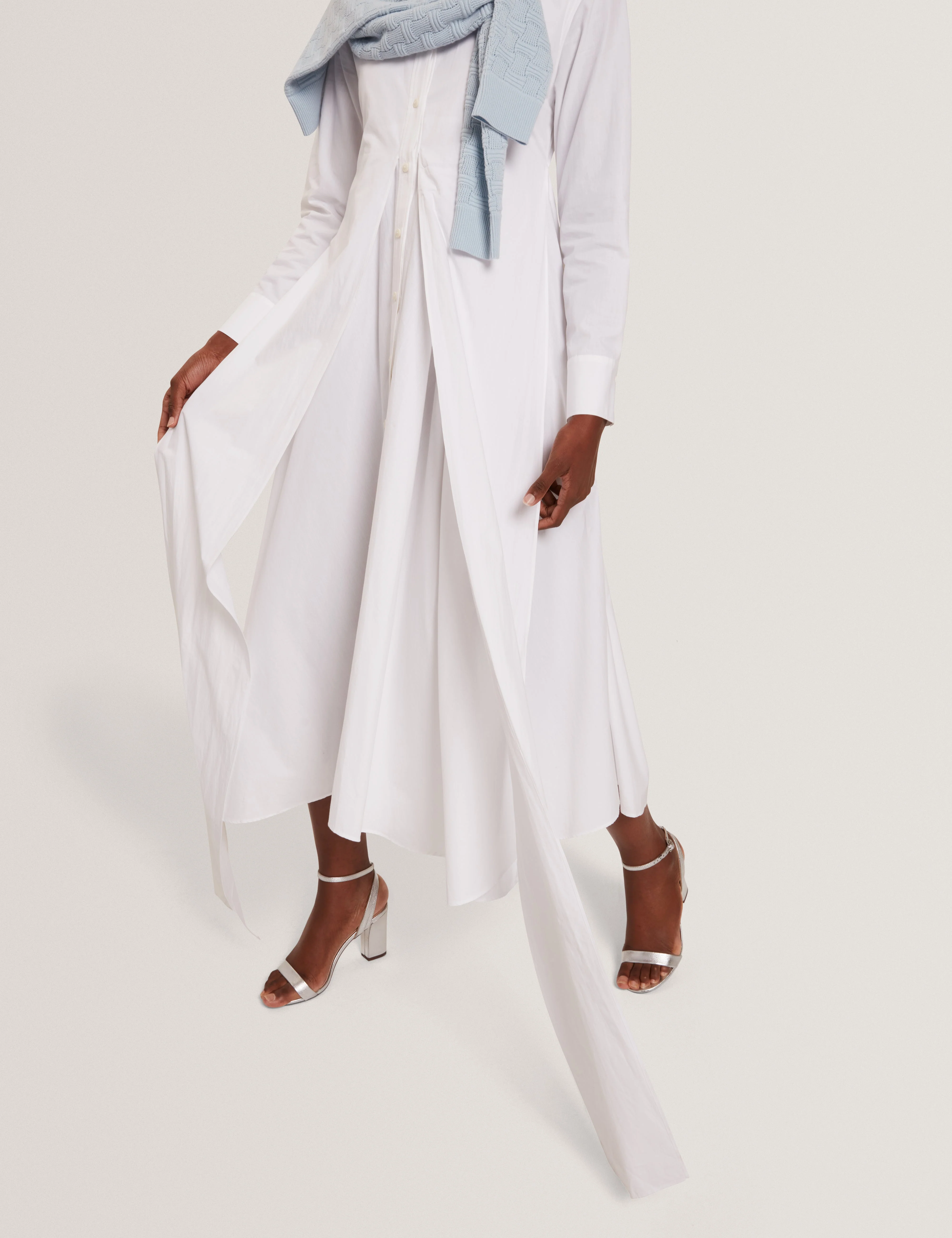 Ellisia Wrap Shirt Midi Dress White - Image 5