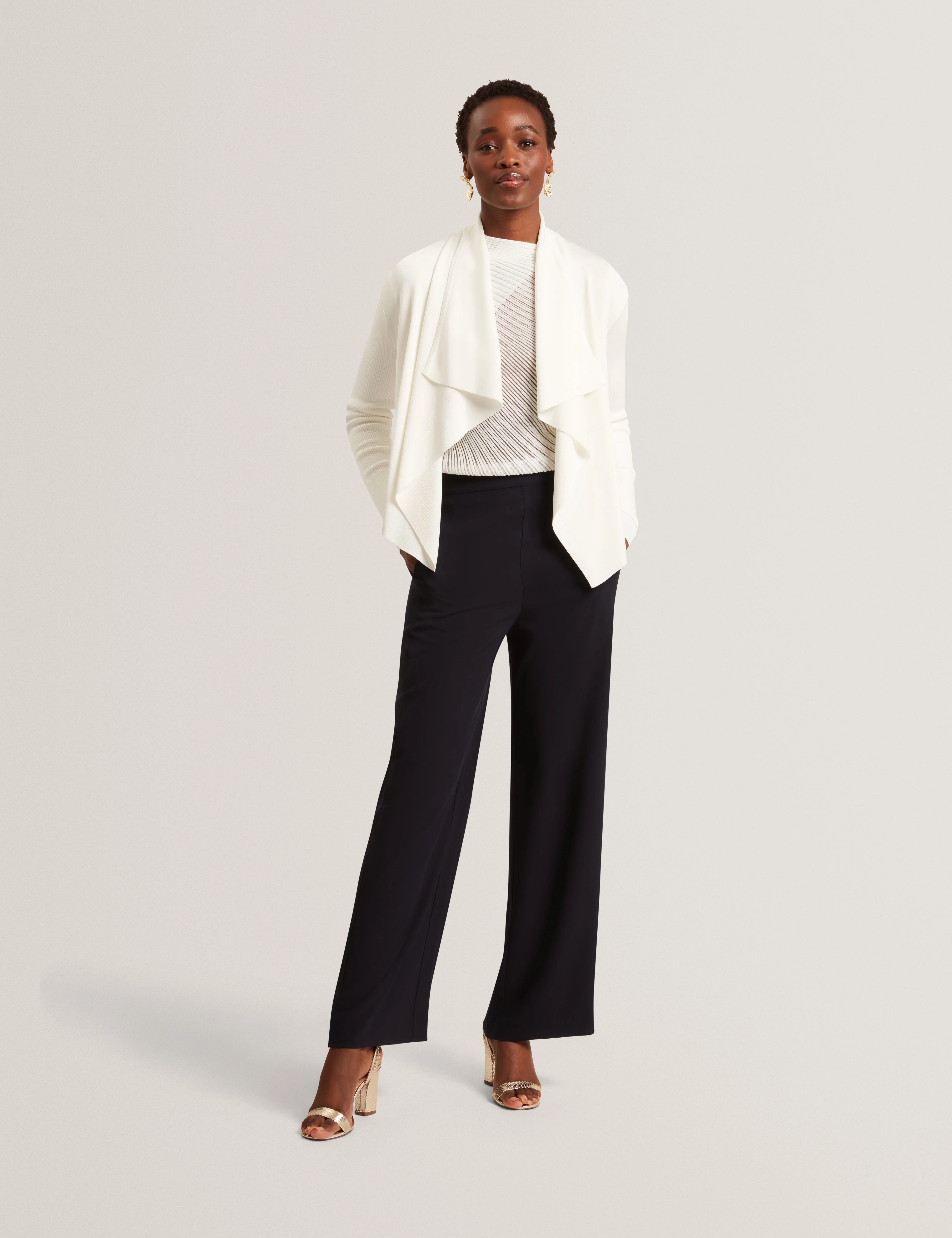 Elliyy Waterfall Front Cardigan Ivory - Image 7