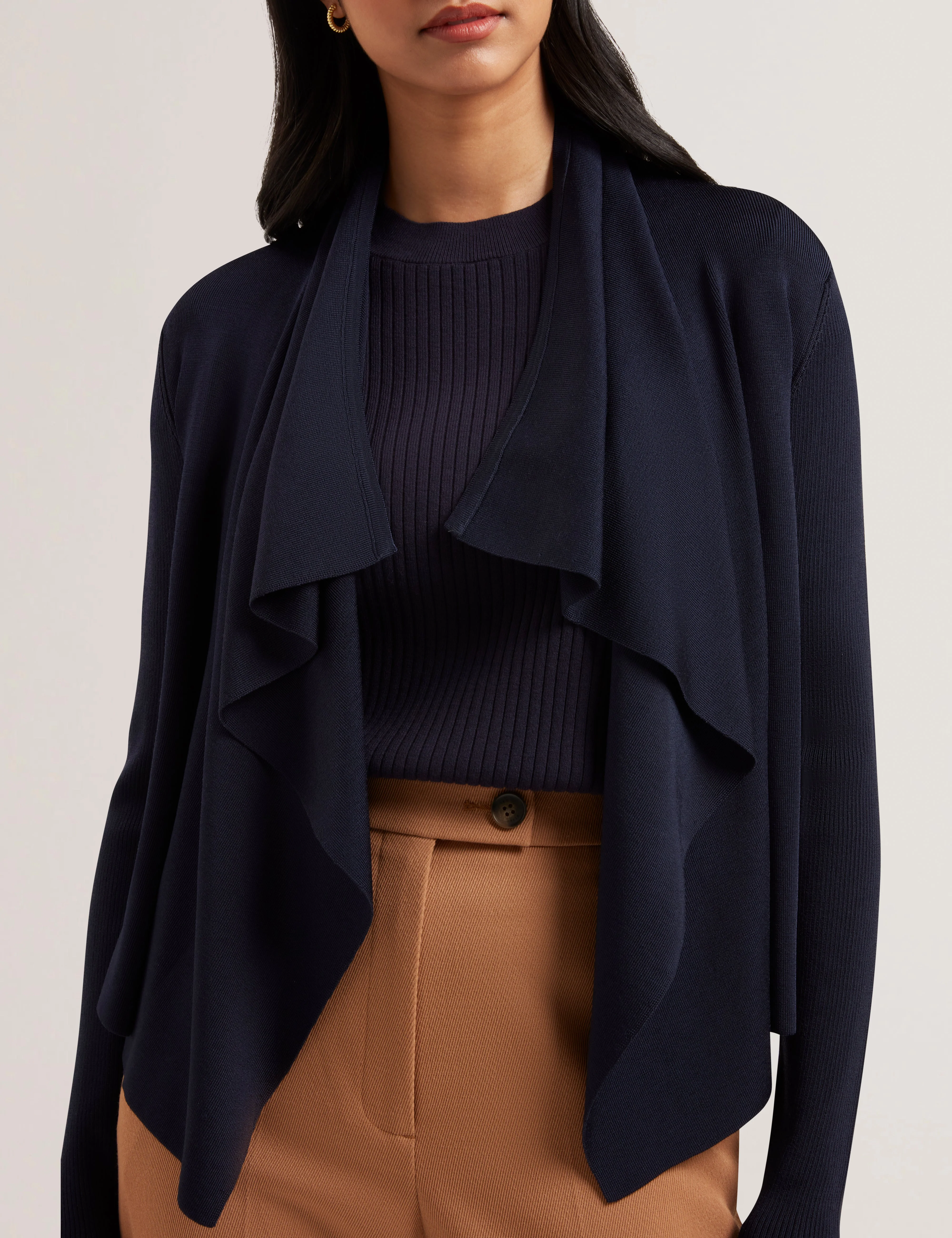 Elliyy Waterfall Front Cardigan Navy - Image 3