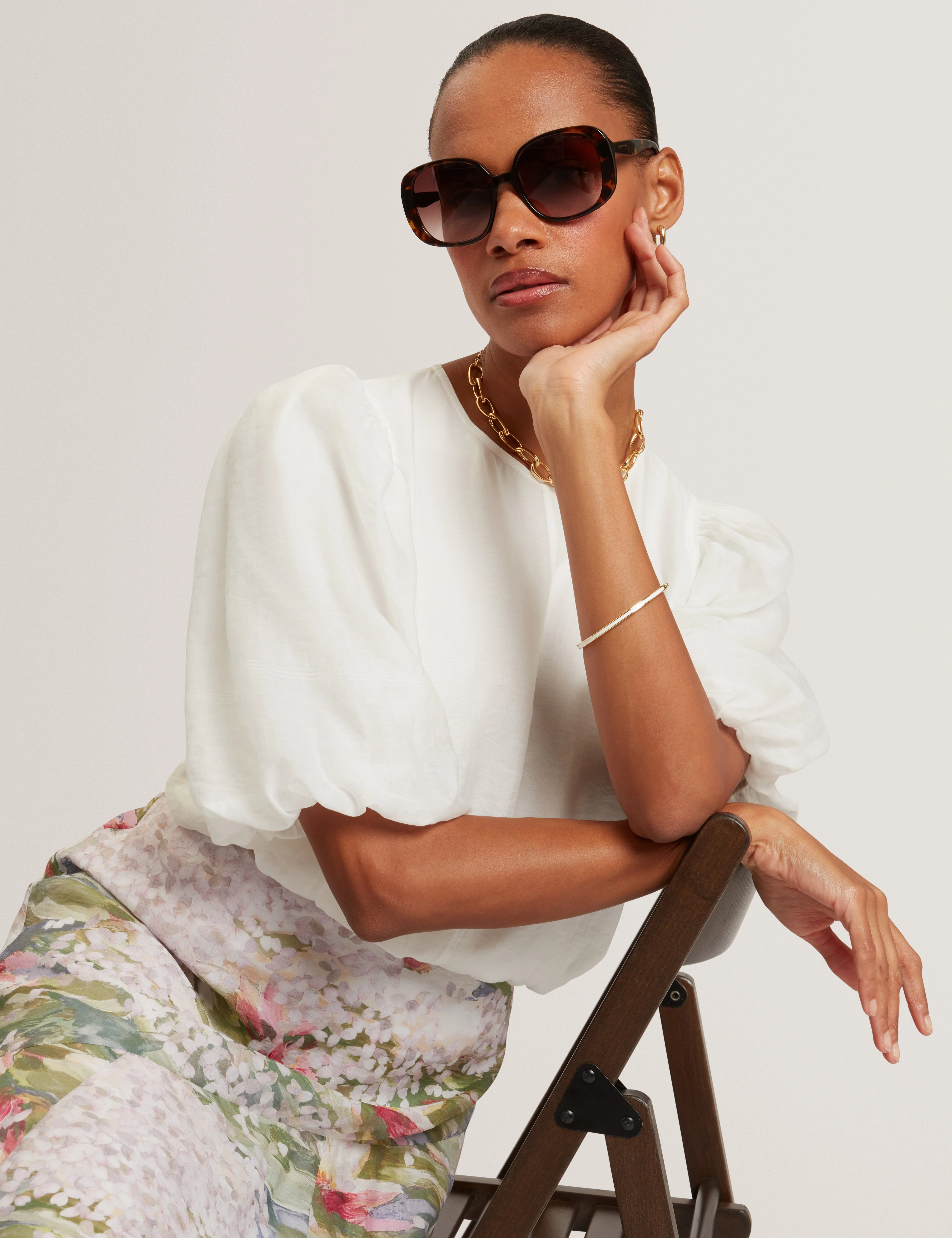 Elni Puff Sleeve Top Ivory - Image 6