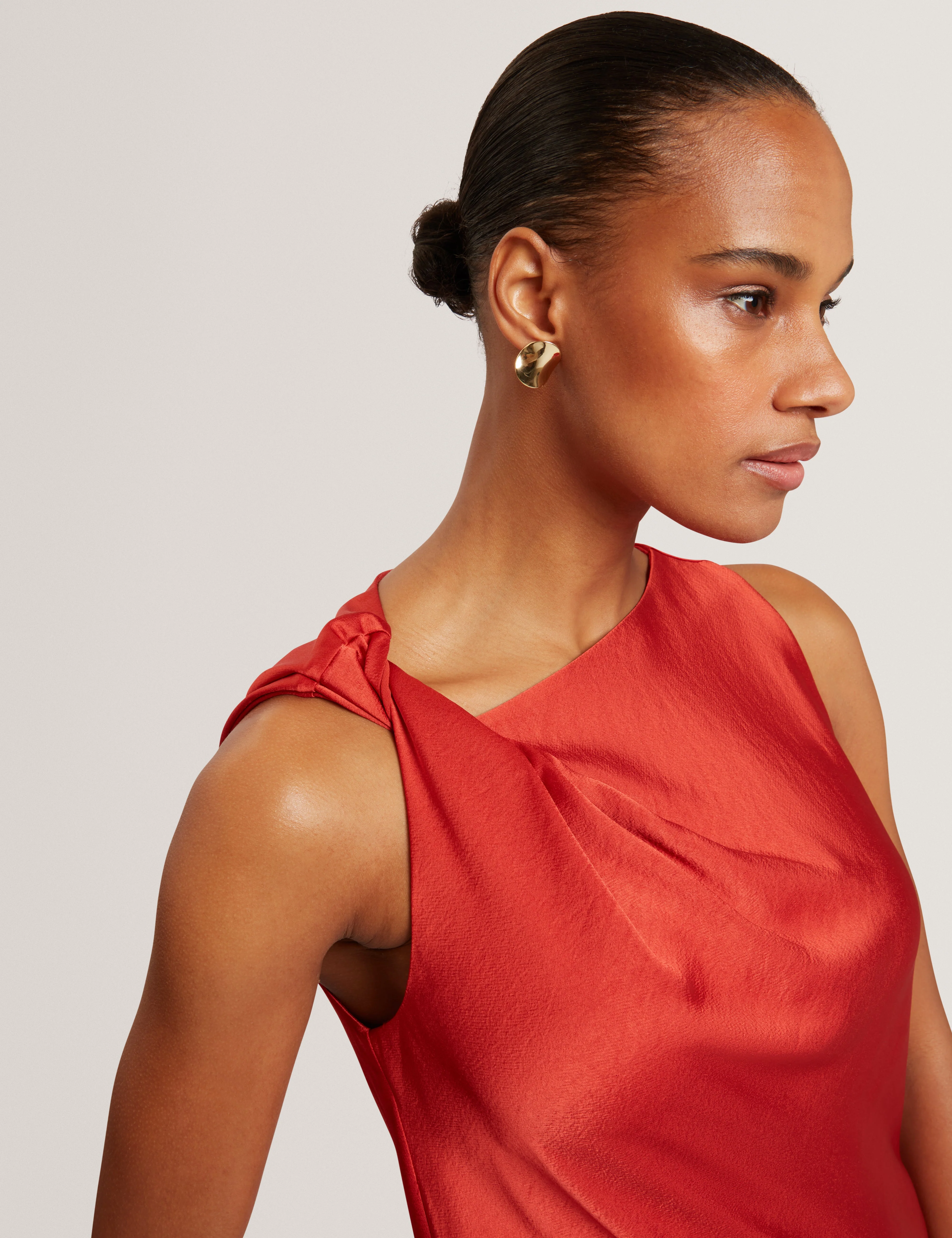Elouize Twist Detail Midi Dress Brt-Red - Image 3