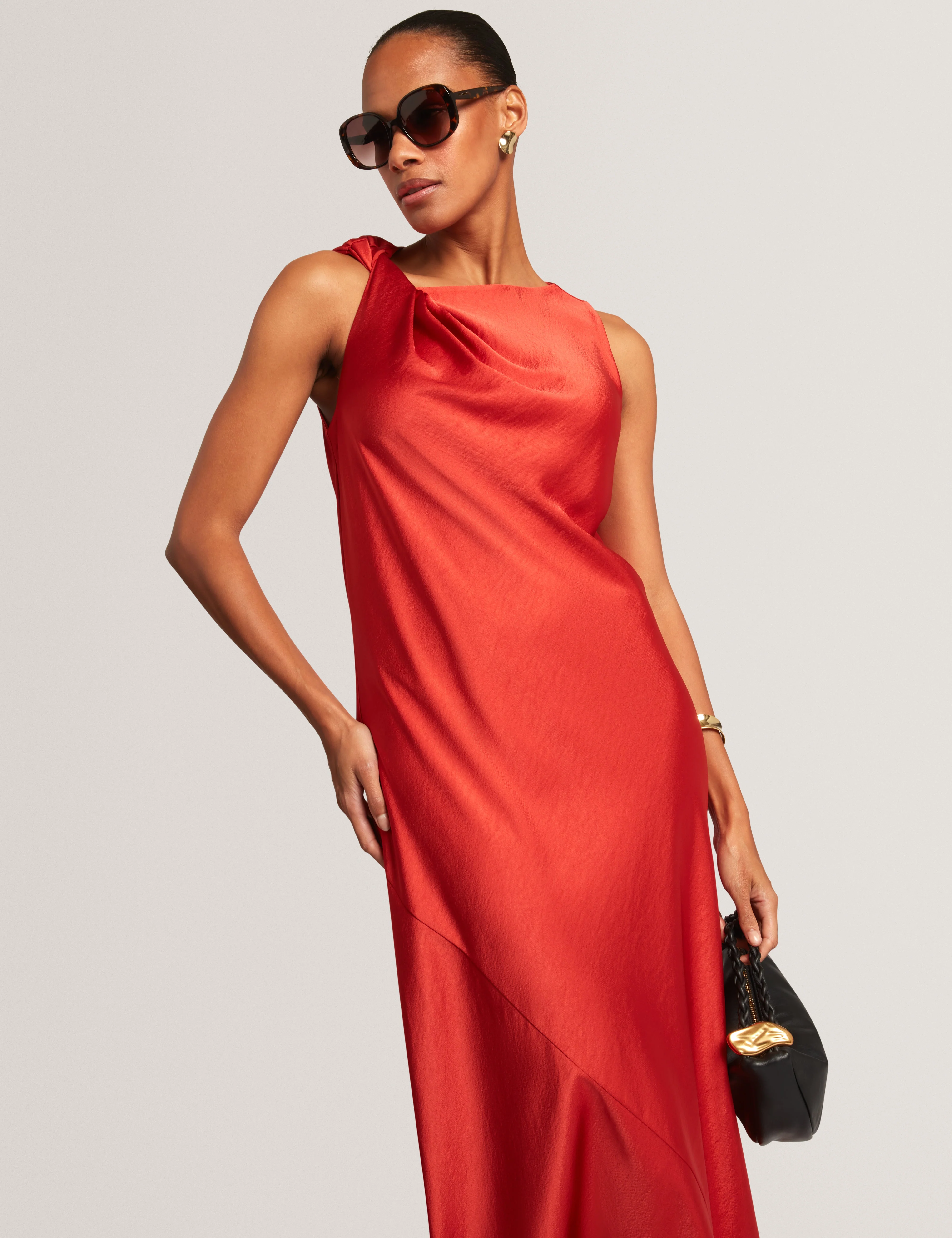 Elouize Twist Detail Midi Dress Brt-Red - Image 5