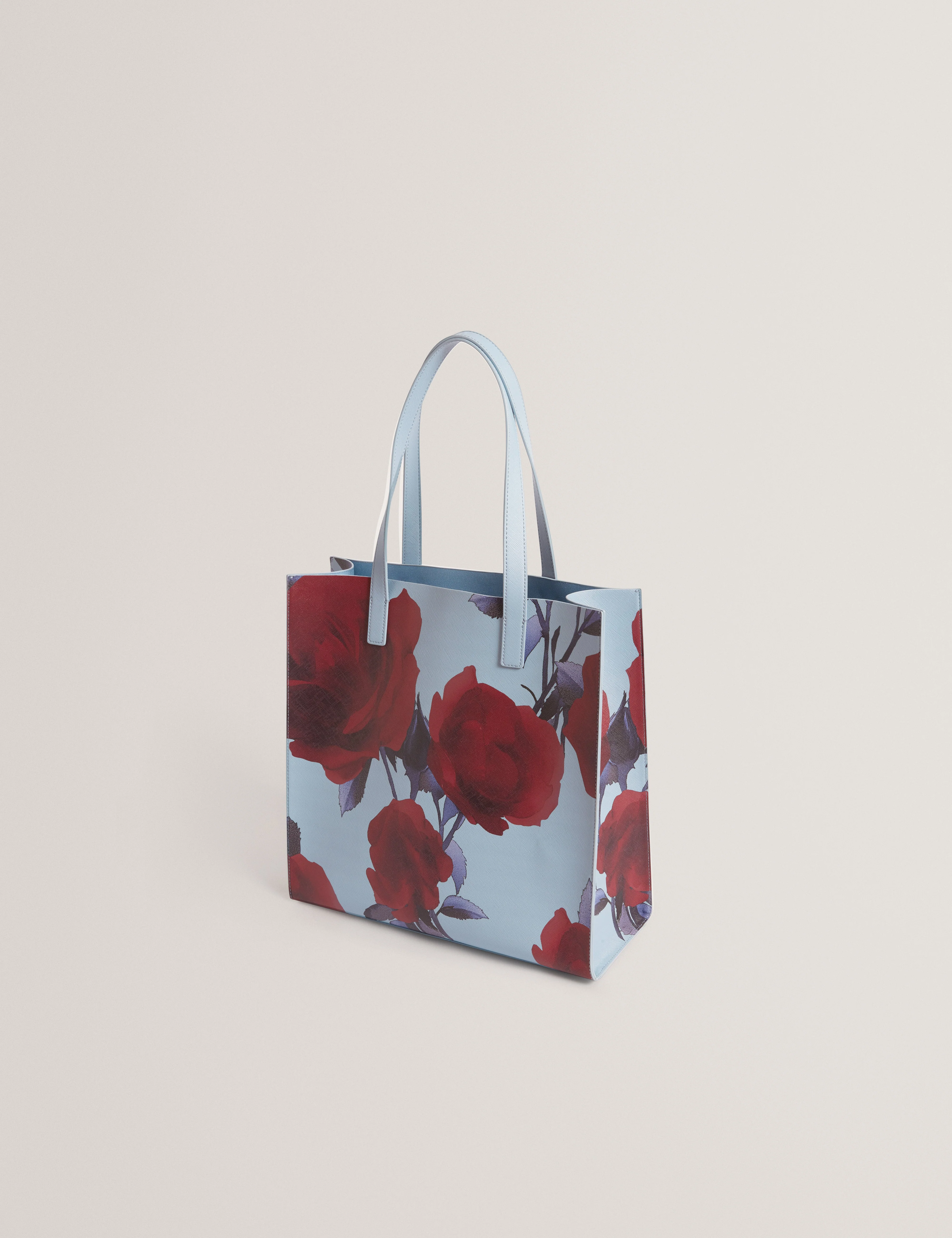 Elyzaa Large Rose Print Icon Bag Mid-Blue - Image 4