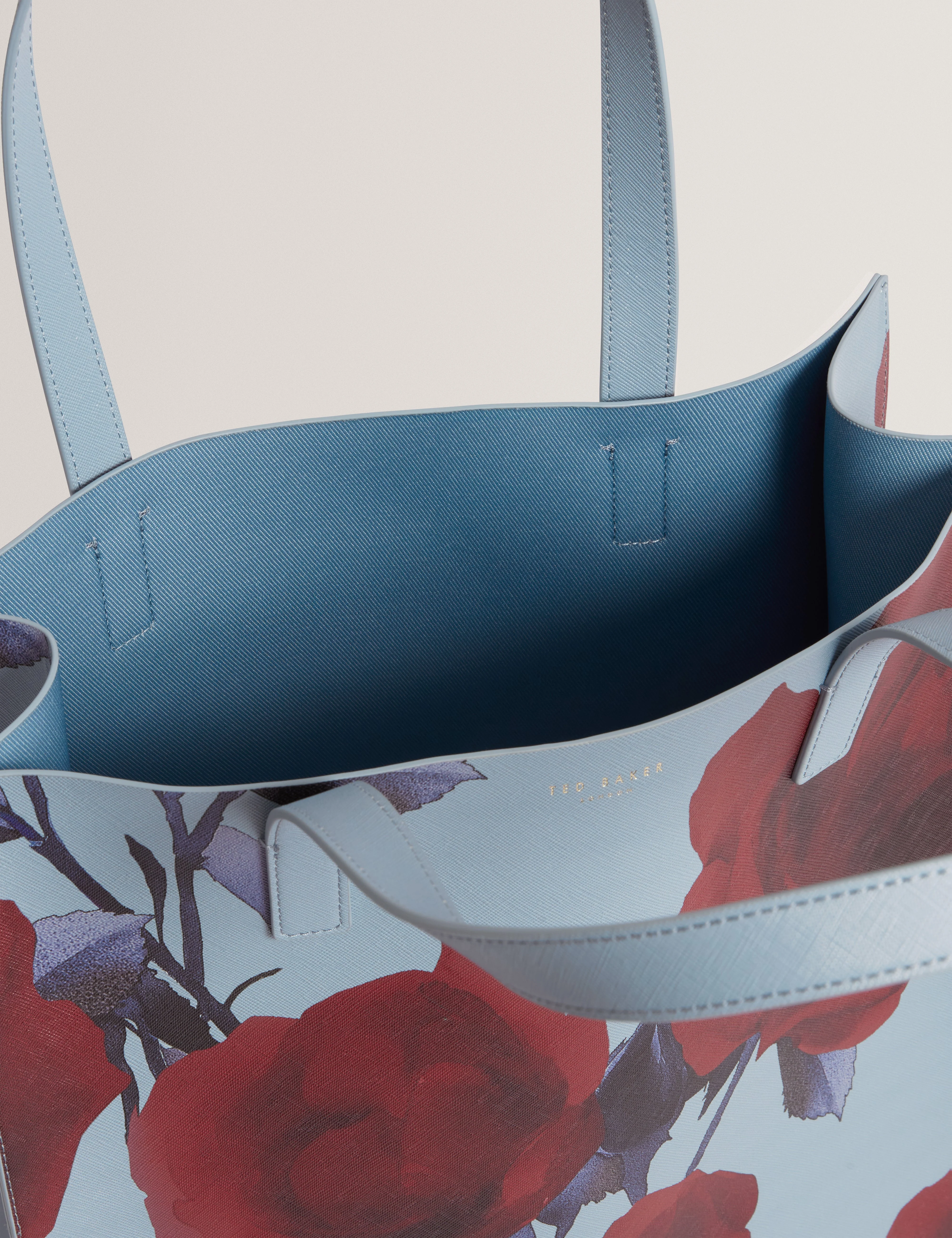 Elyzaa Large Rose Print Icon Bag Mid-Blue - Image 5