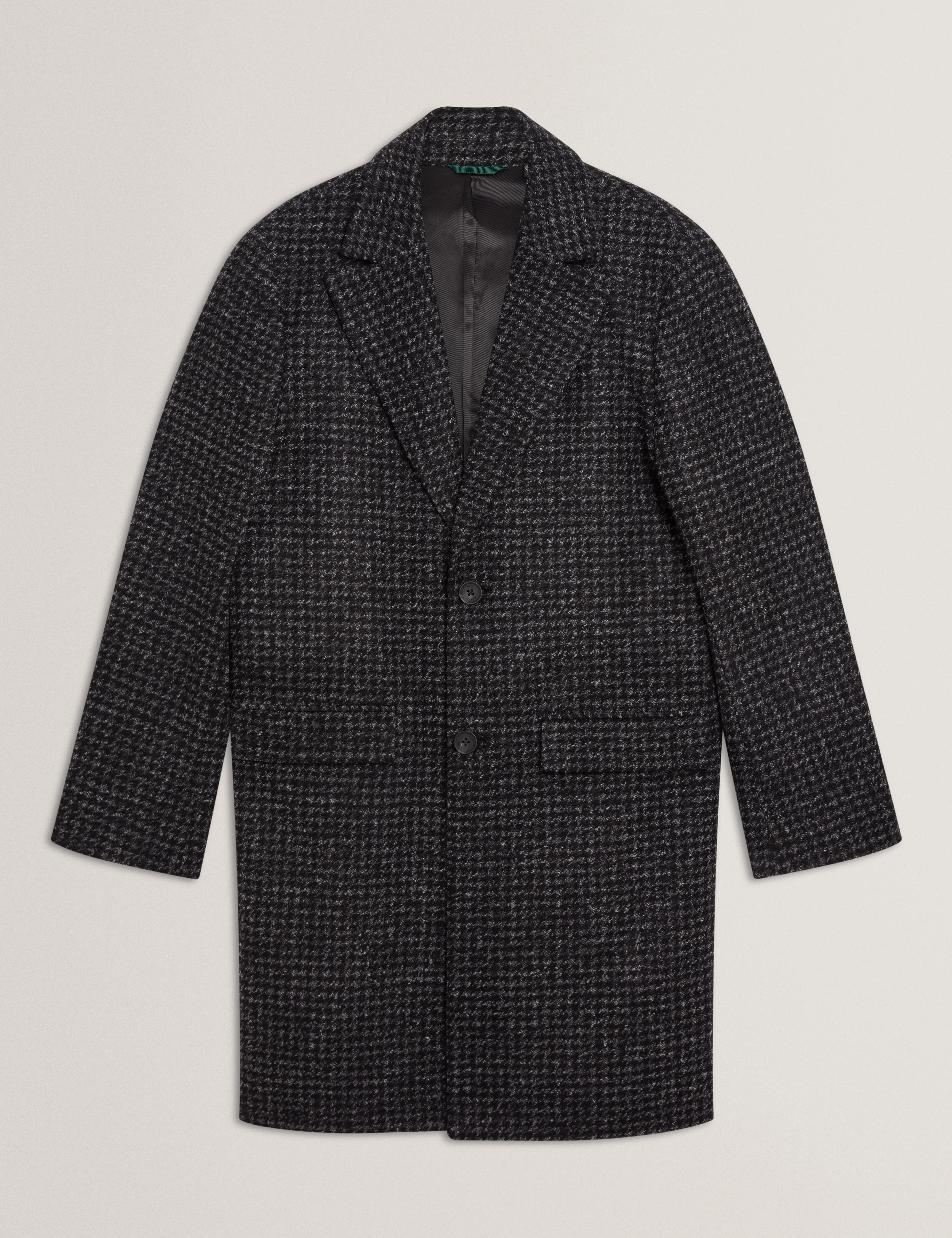 Eppsom Relaxed Fit Knitted Houndstooth Coat Black - Image 7
