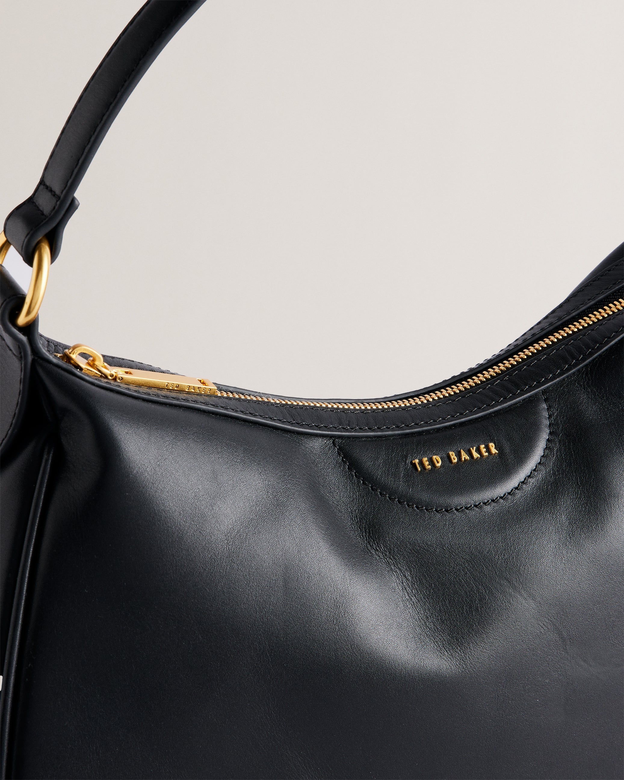 Esiah Webbing Slouchy Leather Hobo Bag Black - Image 3