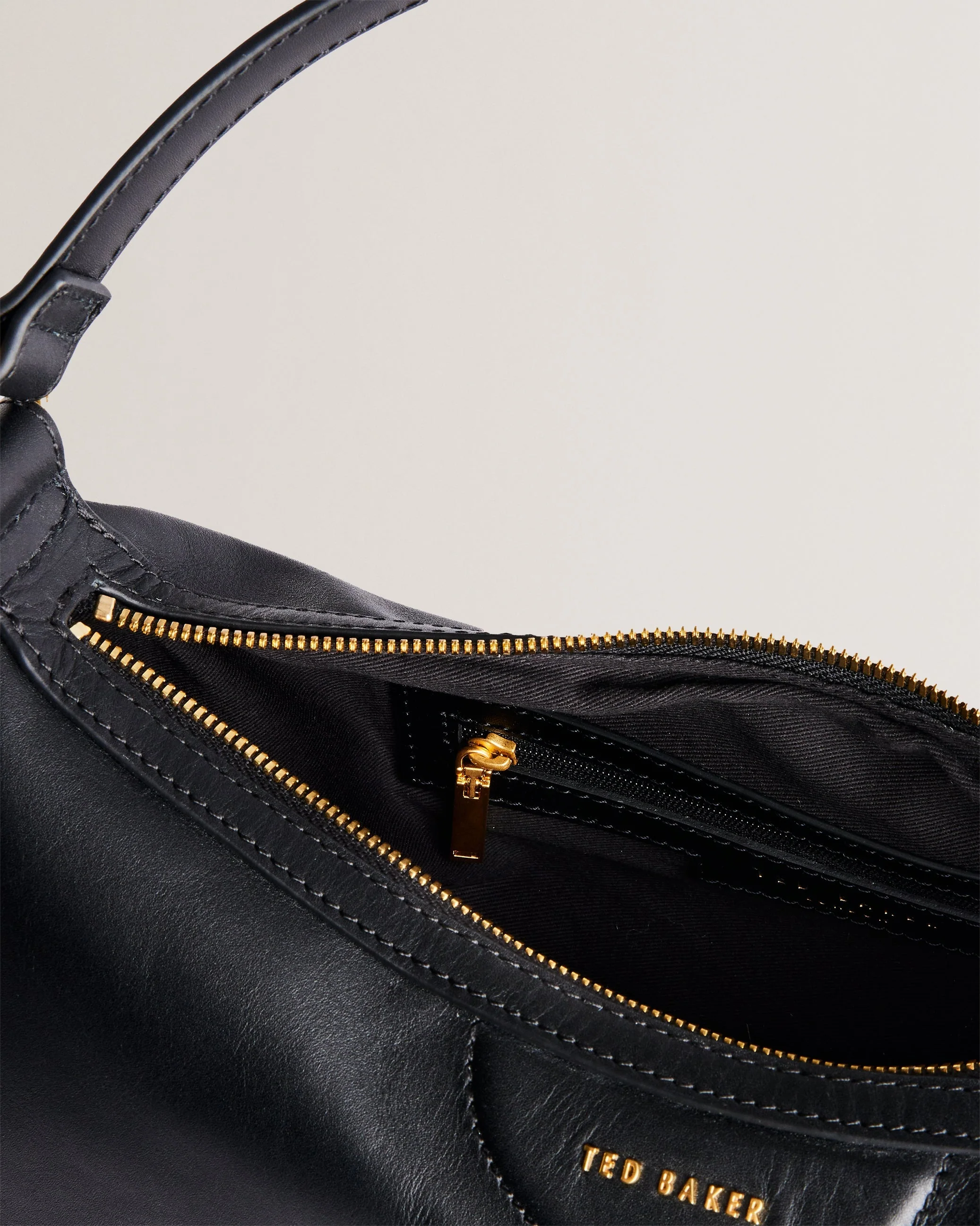 Esiah Webbing Slouchy Leather Hobo Bag Black - Image 5