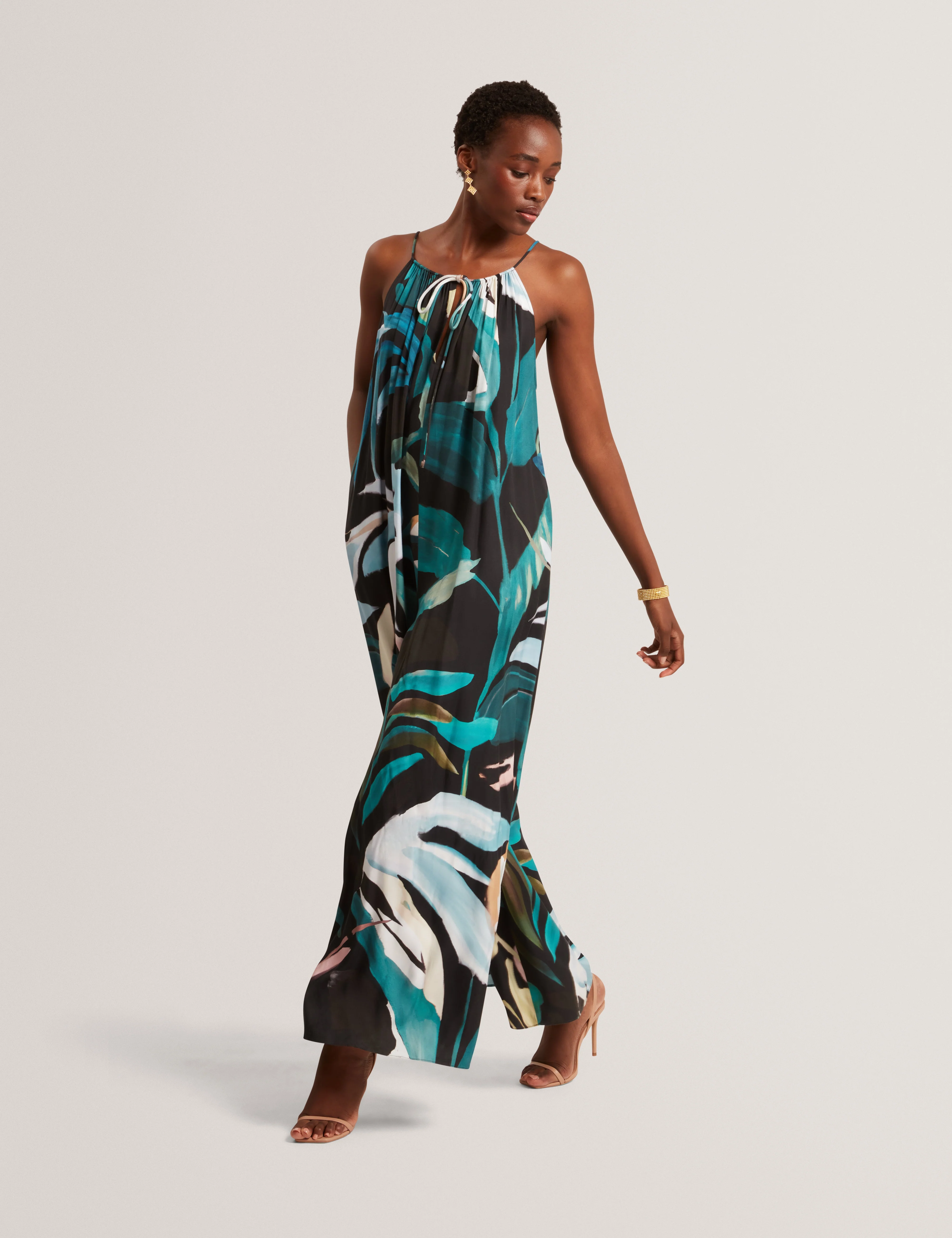 Eskaa Halter Neck Wide Leg Jumpsuit Black - Image 3