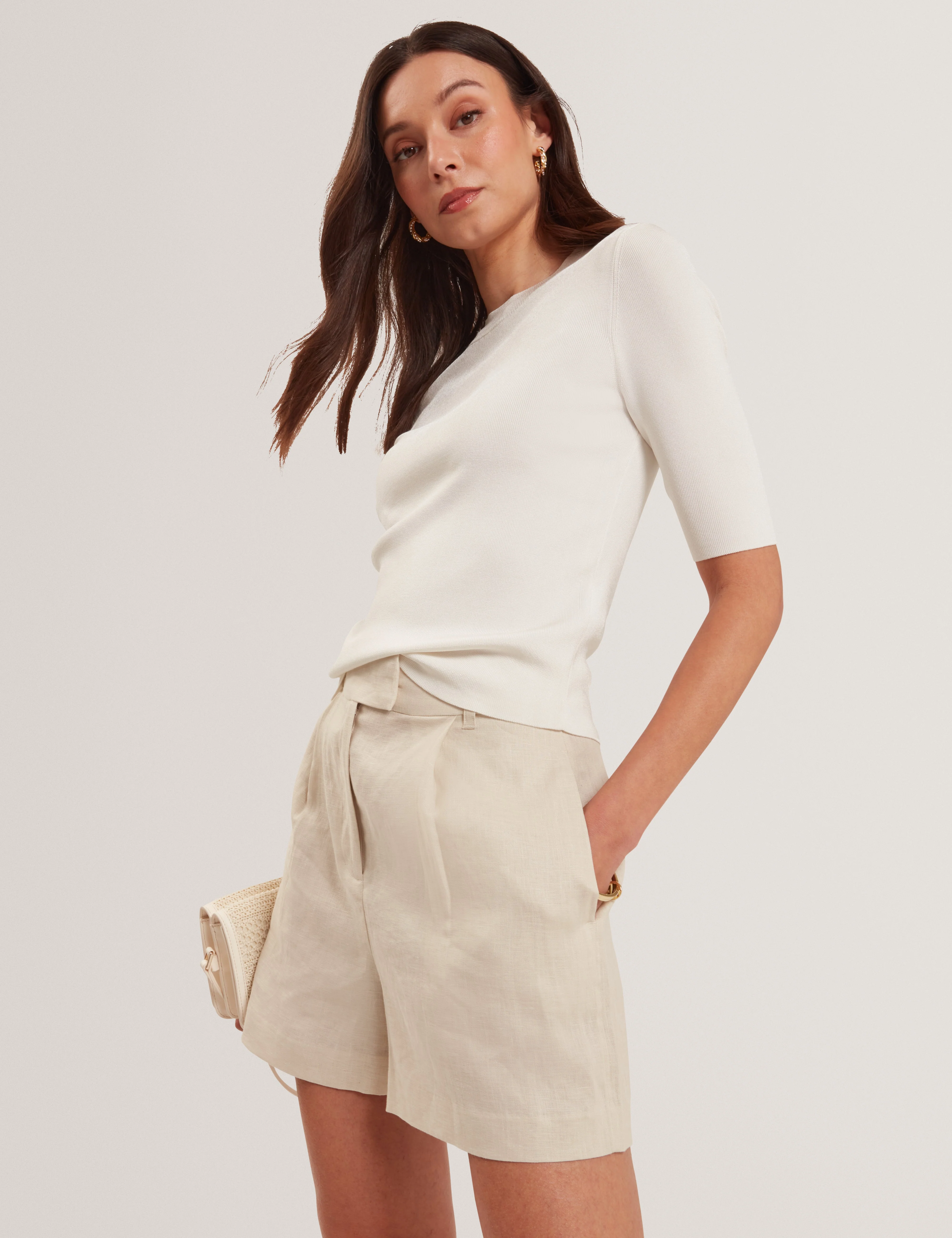 Felixia Knitted Half Sleeve Tee Ivory - Image 6