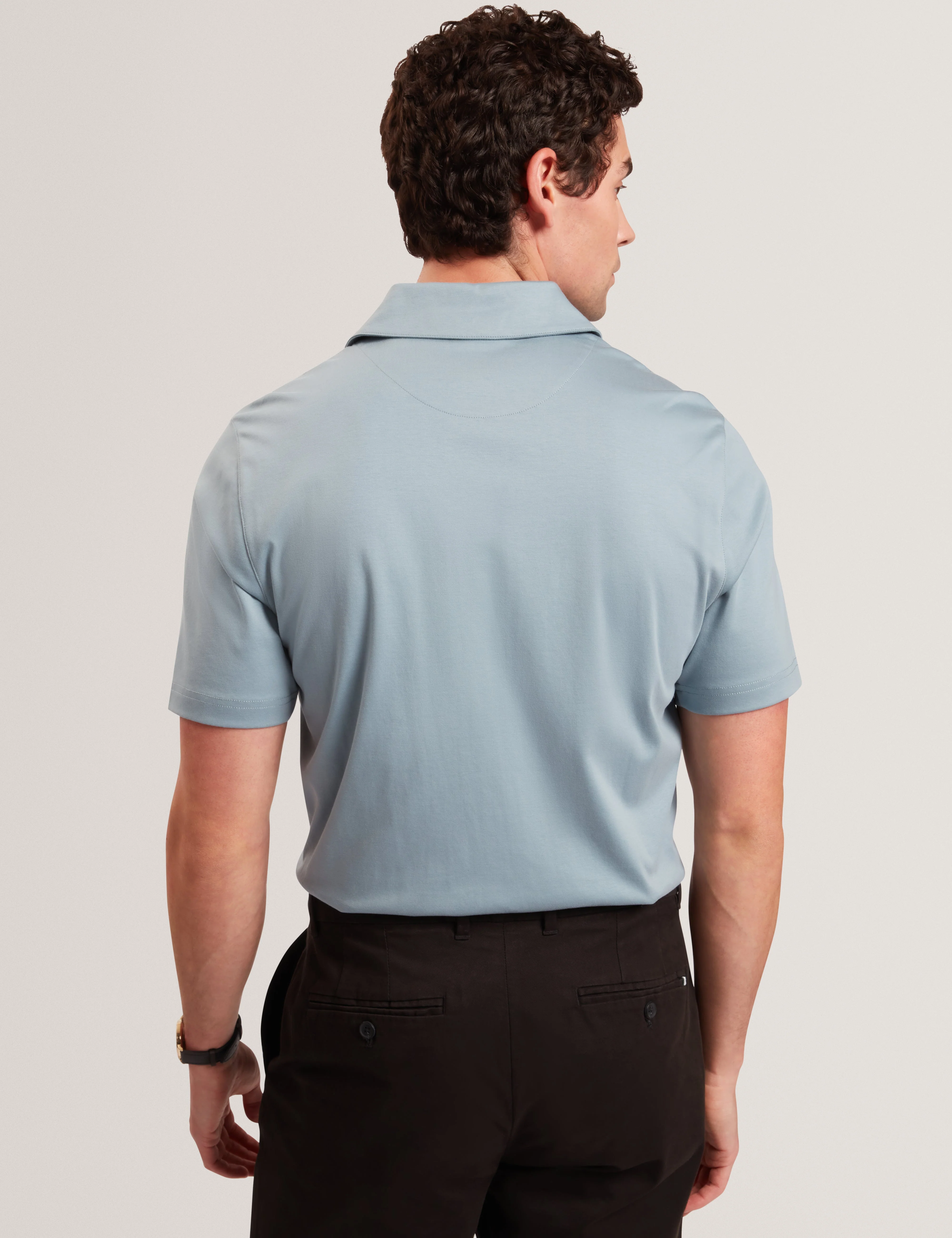 Fillipp Short Sleeve Regular Soft Touch Button Through Polo Teal-Blue - Image 5