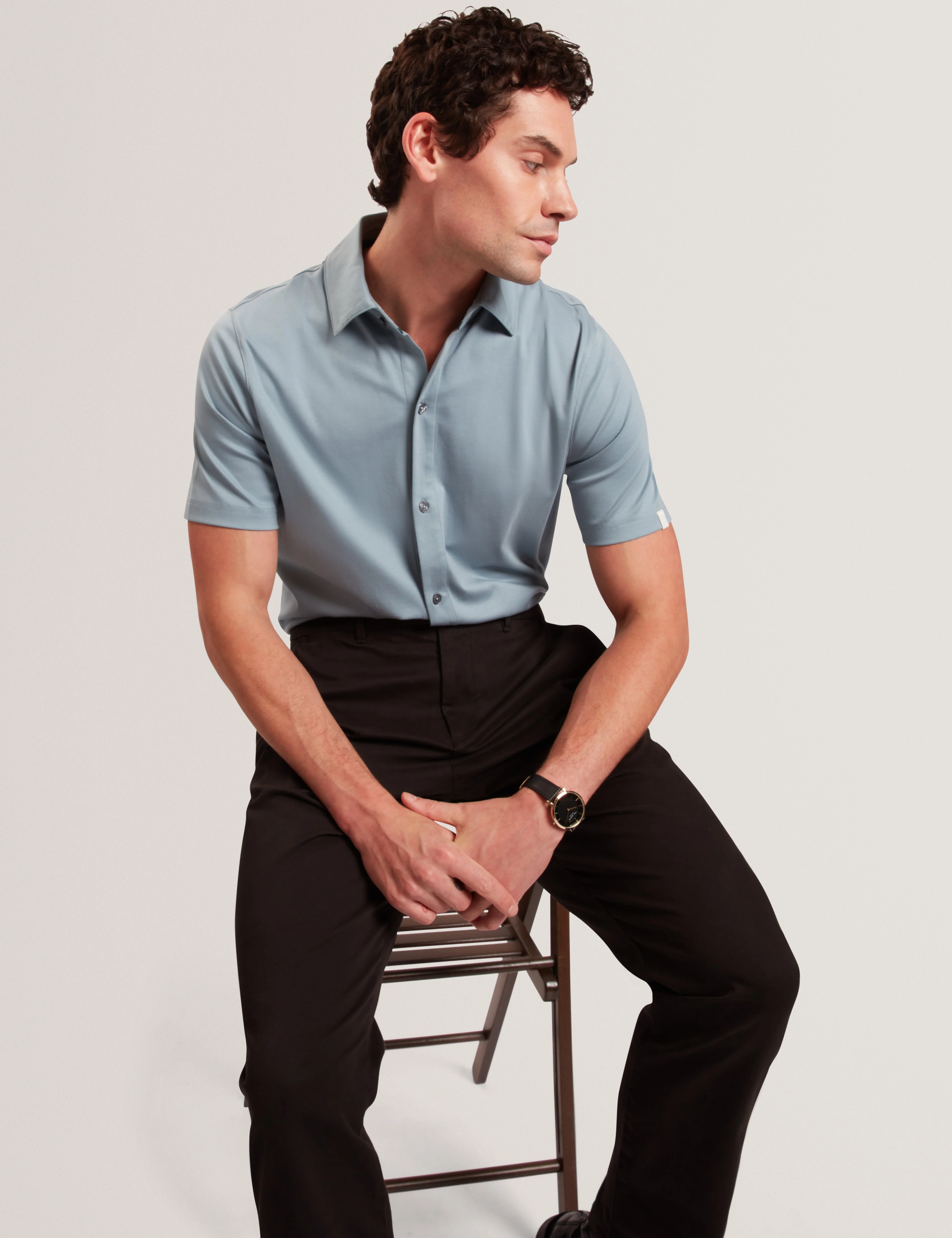 Fillipp Short Sleeve Regular Soft Touch Button Through Polo Teal-Blue - Image 6