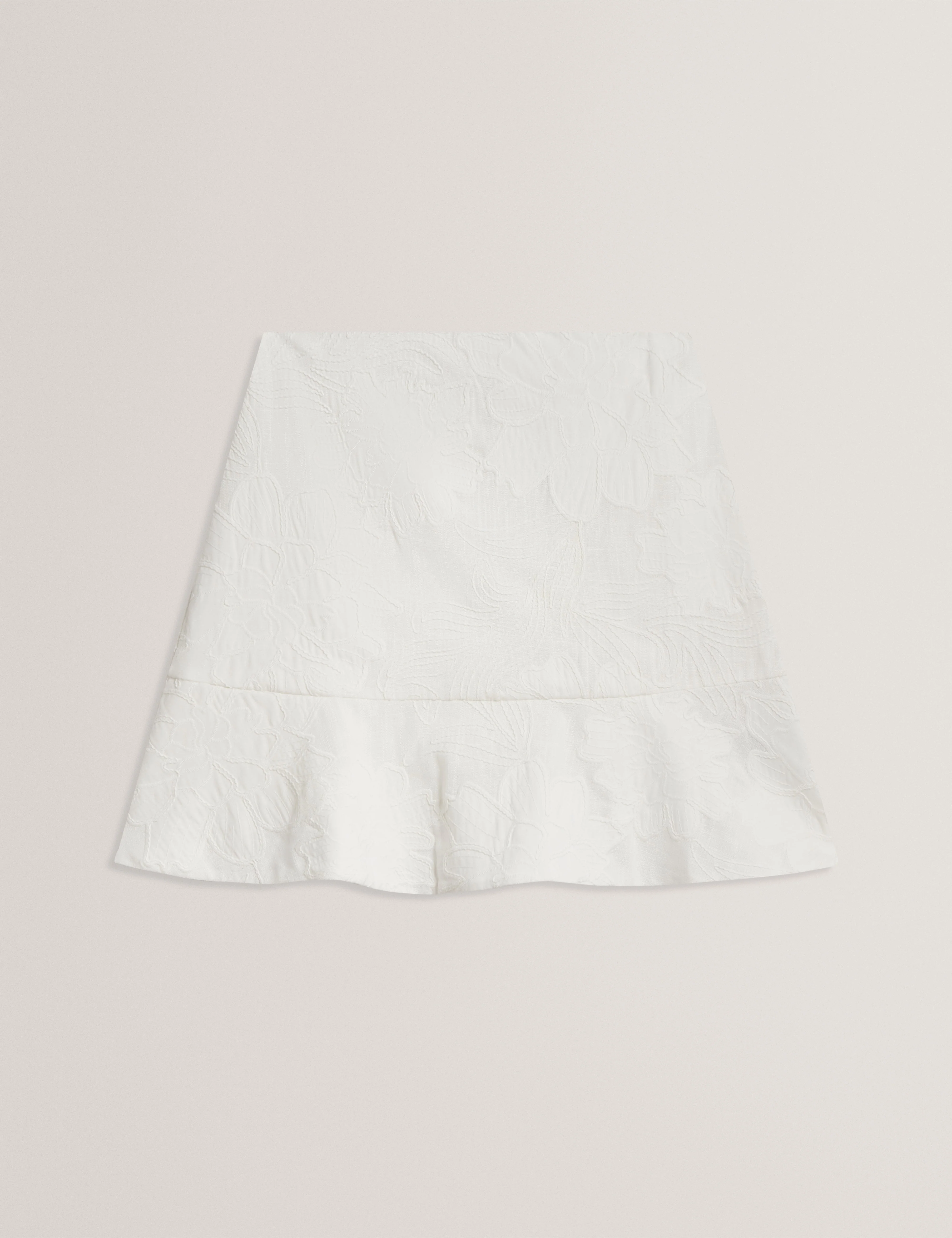 Fioral Embroidered Mini Skirt White - Image 7