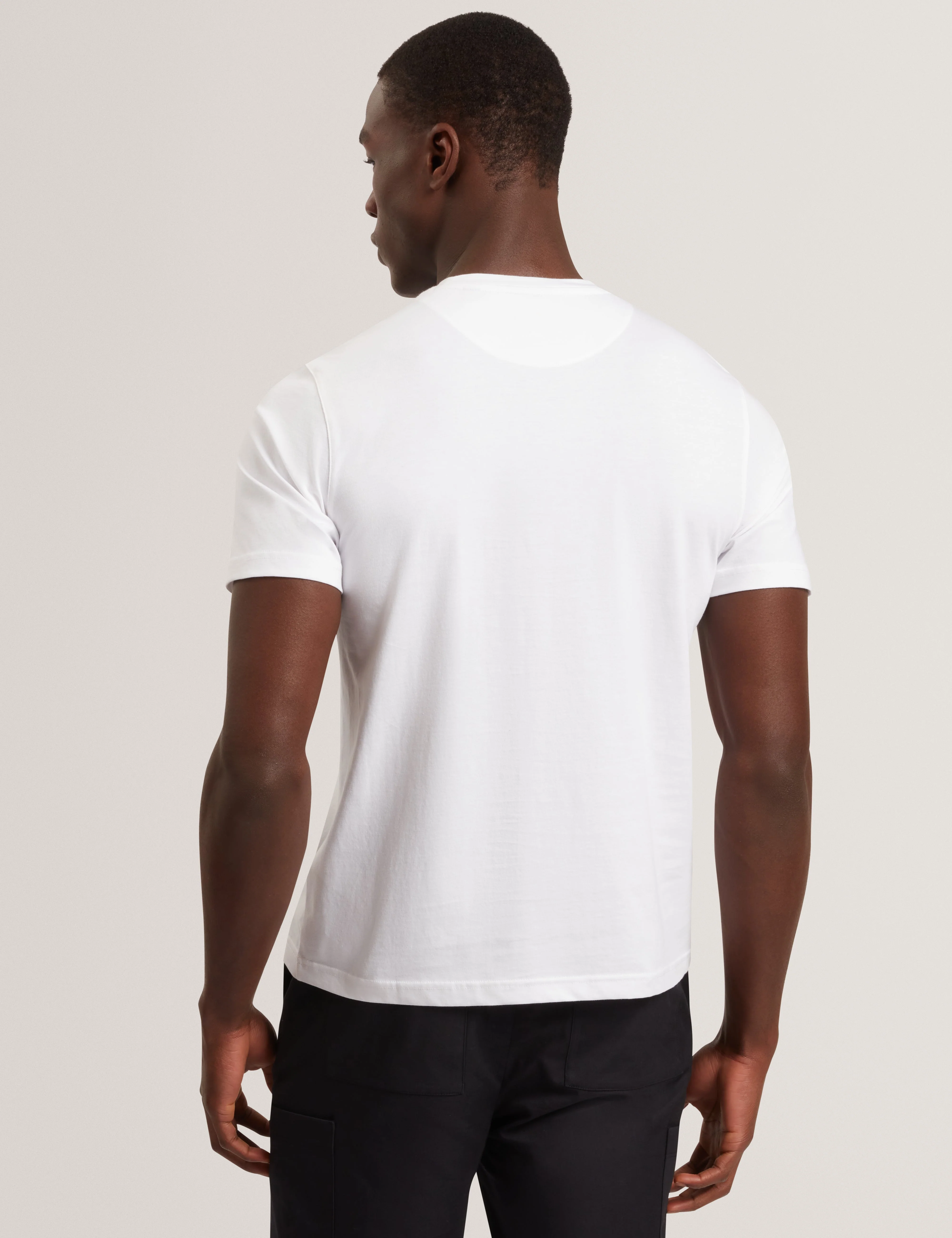 Floraen Short Sleeve Chest Graphic T-Shirt White - Image 5