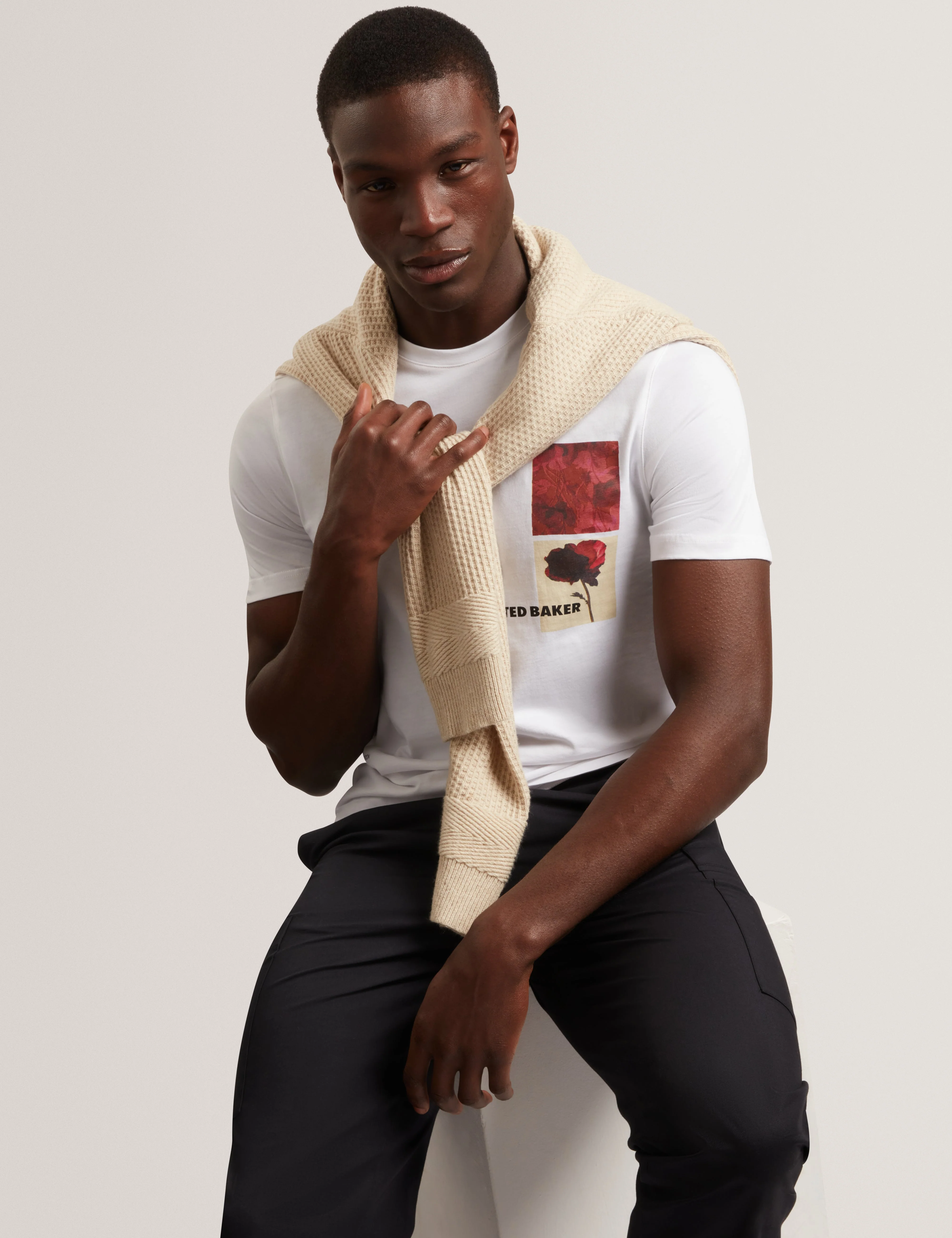 Floraen Short Sleeve Chest Graphic T-Shirt White - Image 6