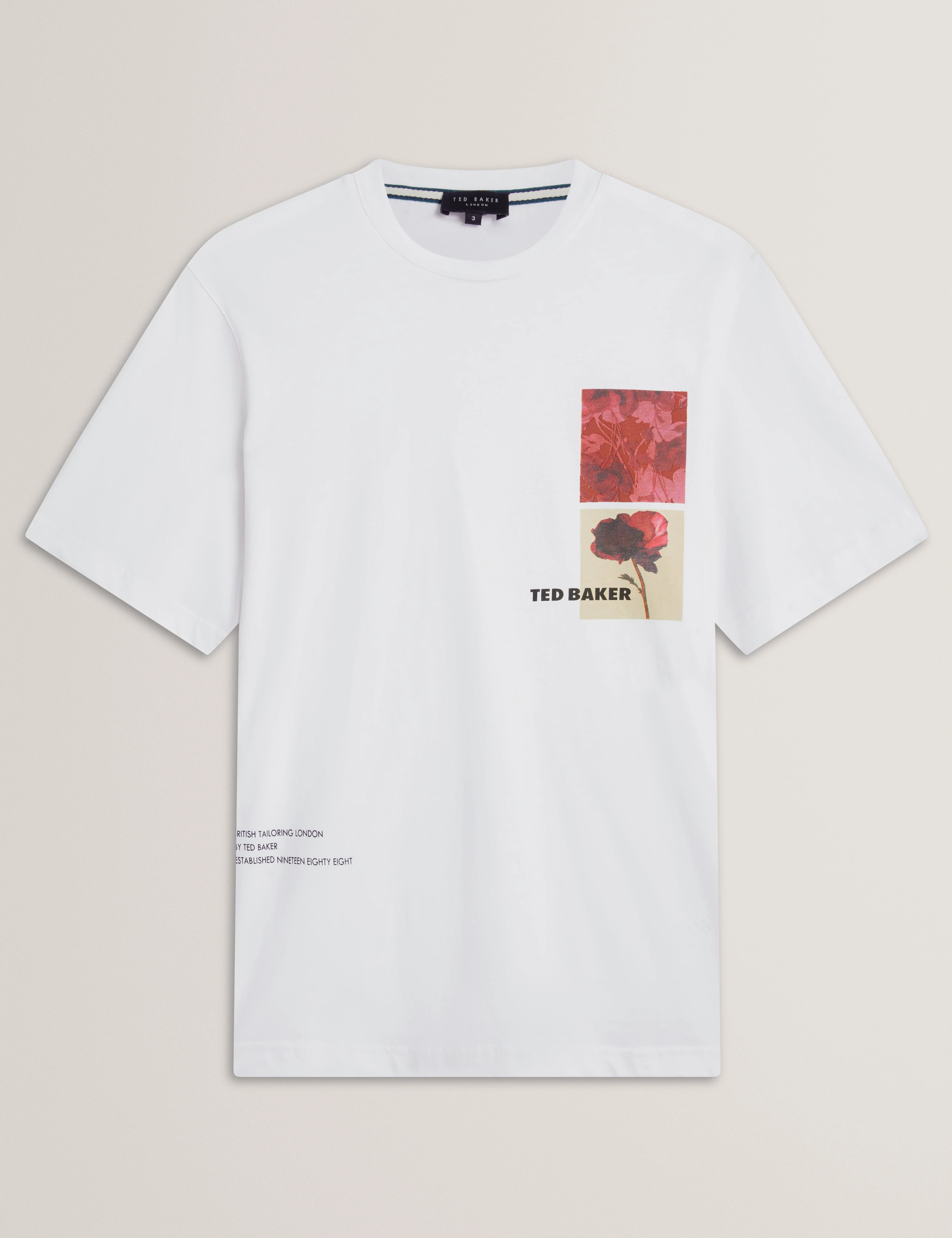 Floraen Short Sleeve Chest Graphic T-Shirt White - Image 7