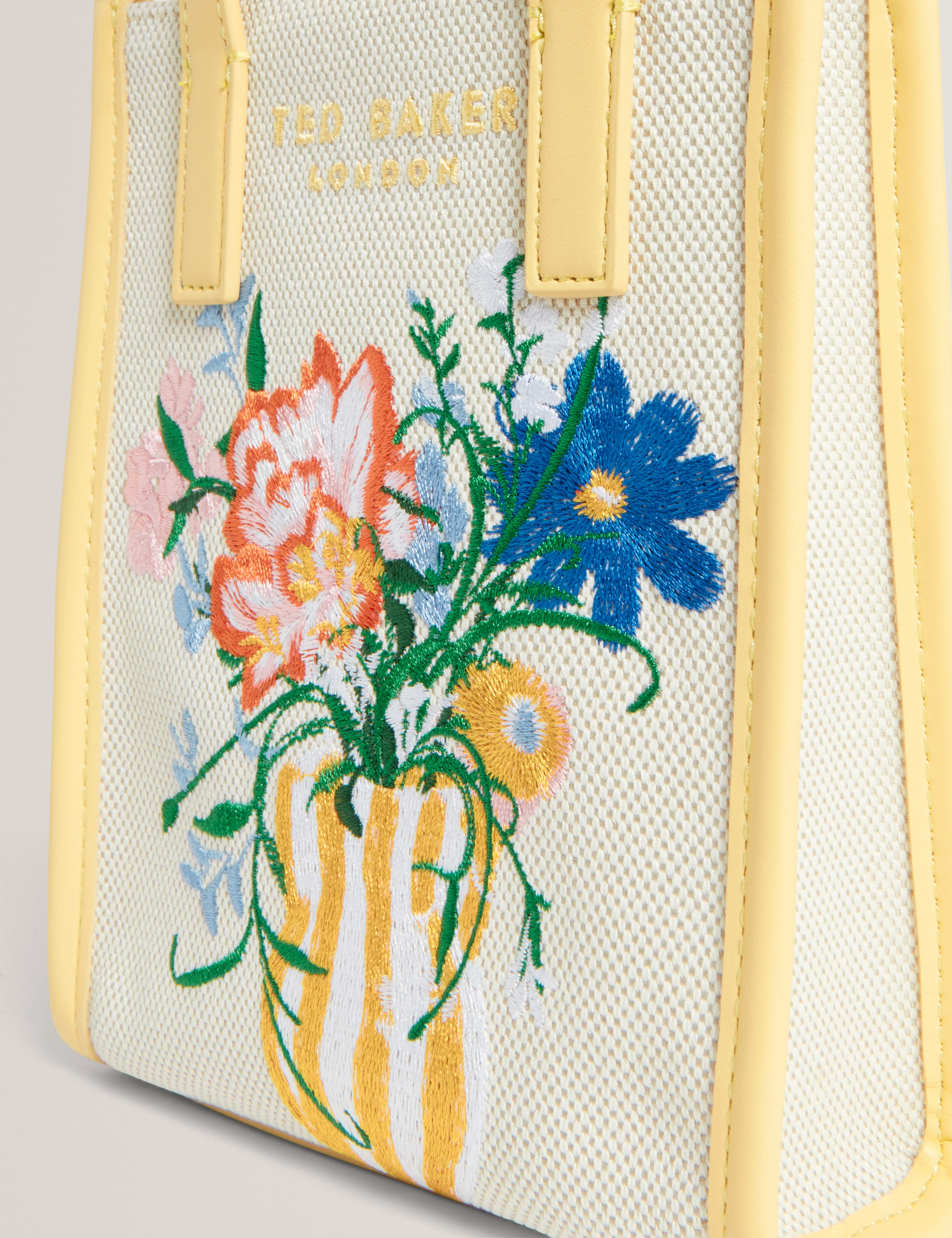 Floscon Canvas Embroidered Mini Floral Icon Bag Natural - Image 3