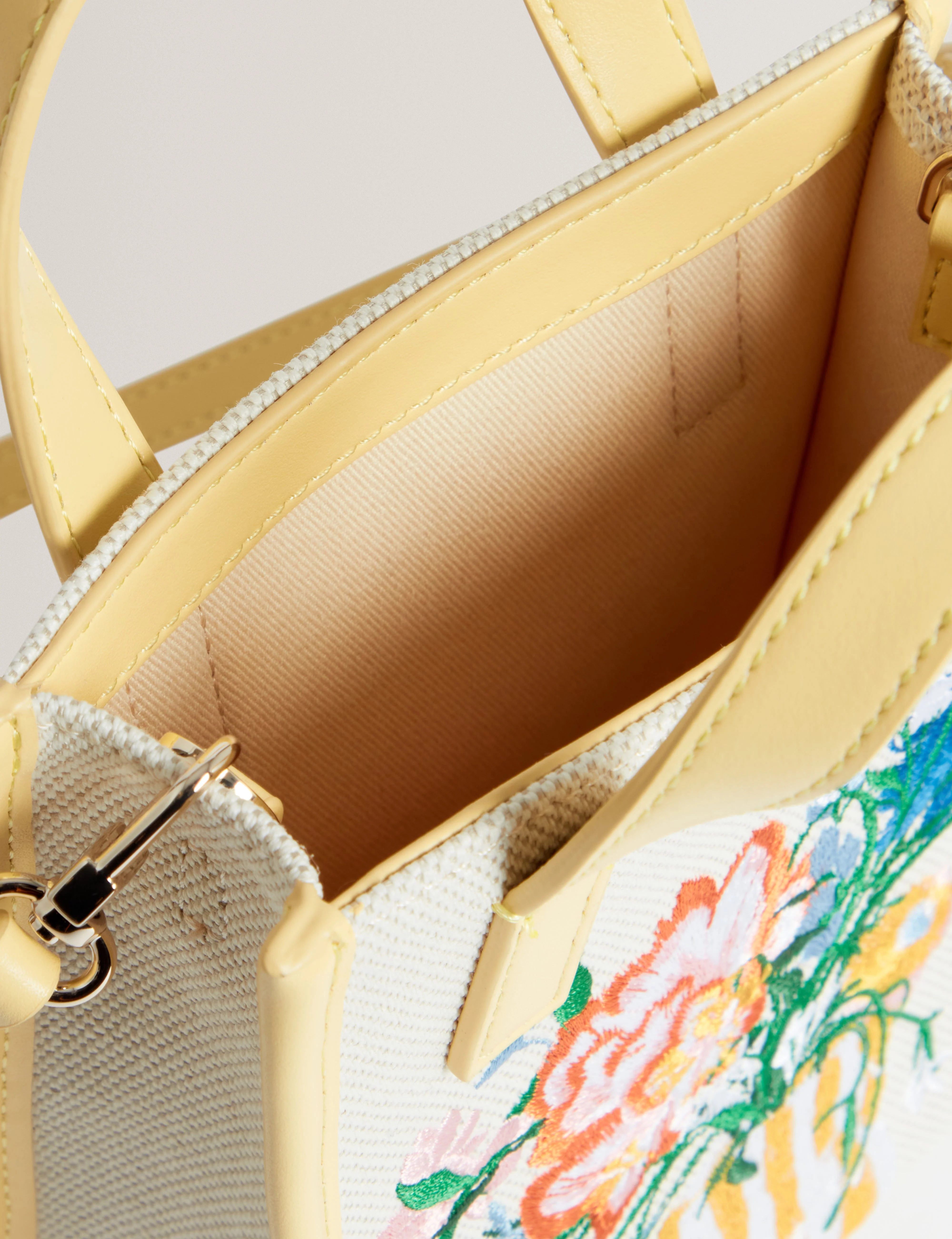 Floscon Canvas Embroidered Mini Floral Icon Bag Natural - Image 5