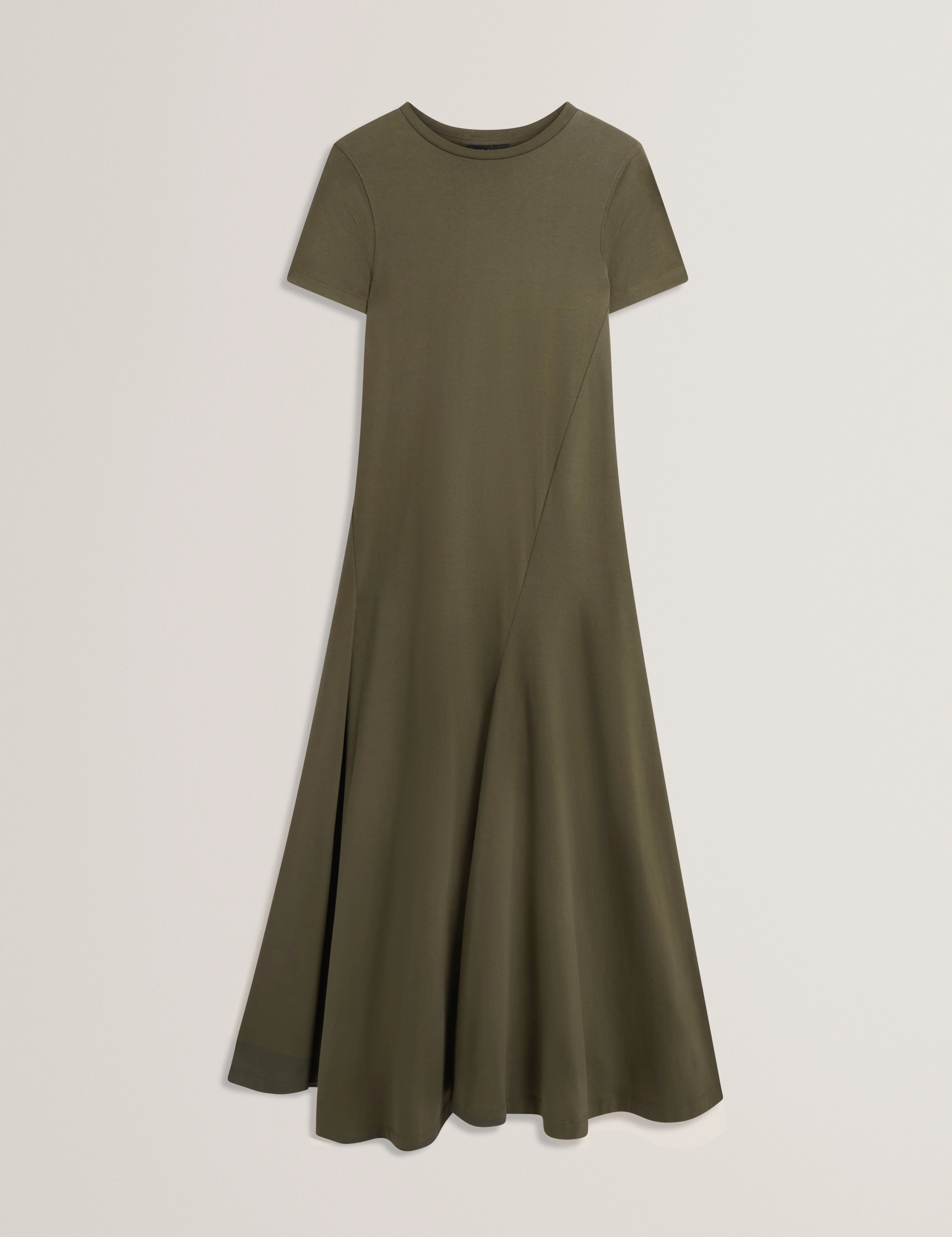 Fuusia Jersey Panelled Short Sleeve Midi Dress Dk-Green - Image 7