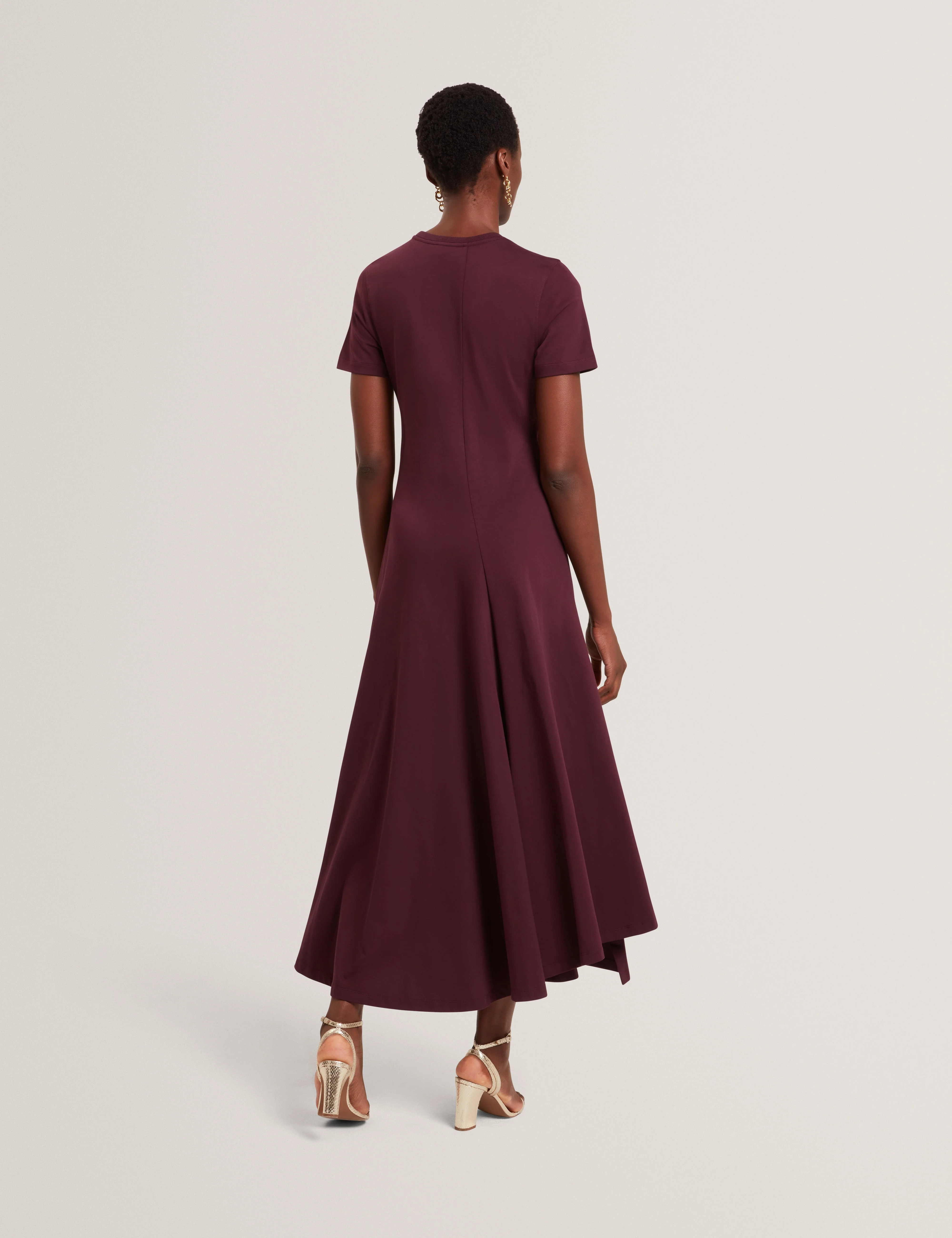 Fuusia Jersey Panelled Short Sleeve Midi Dress Oxblood - Image 5