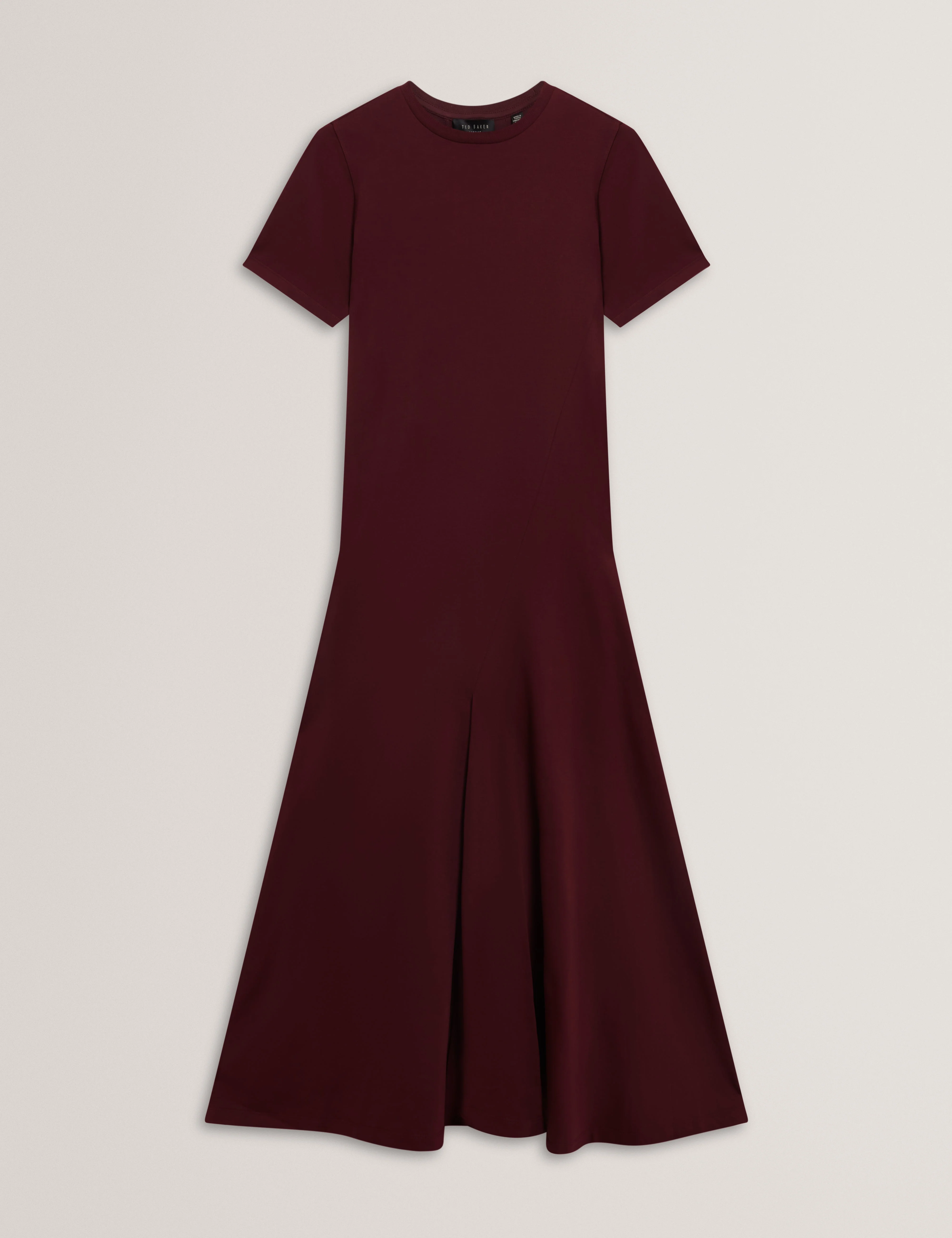 Fuusia Jersey Panelled Short Sleeve Midi Dress Oxblood - Image 7
