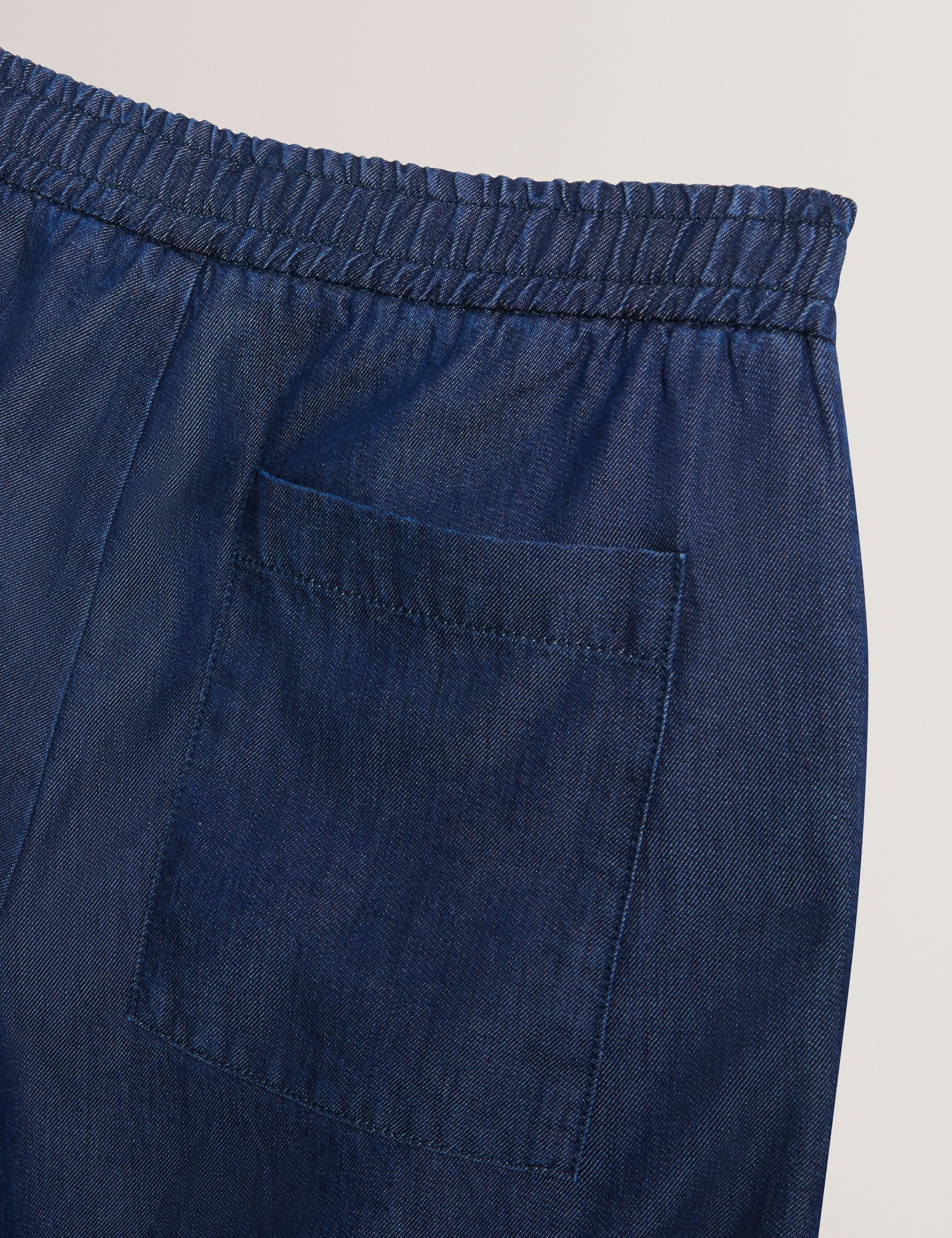 Ganmo Relaxed Pull-On Tencel Chambray Trouser Navy-Blue - Image 4
