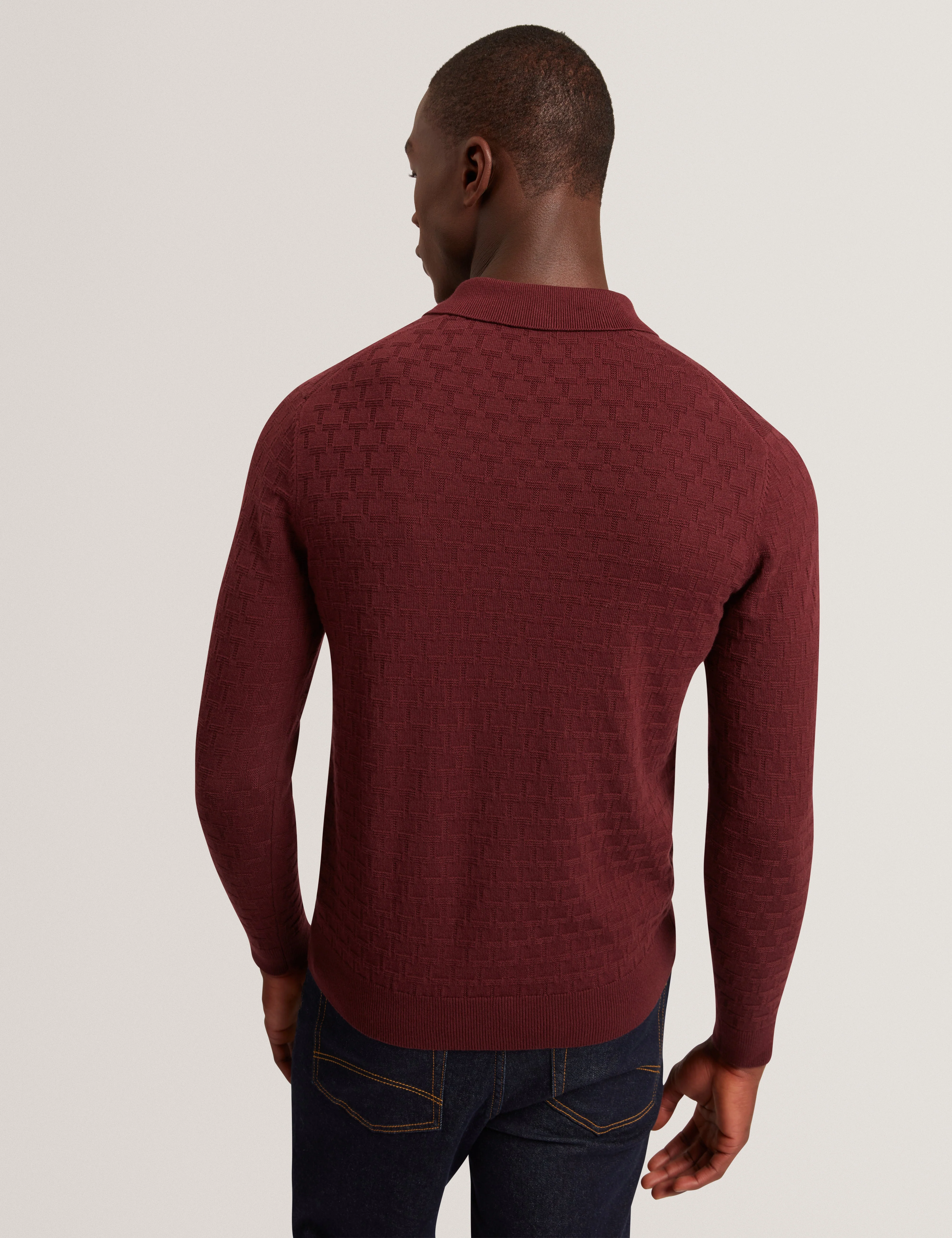 Gaten Ls T Stitch Polo Maroon - Image 5