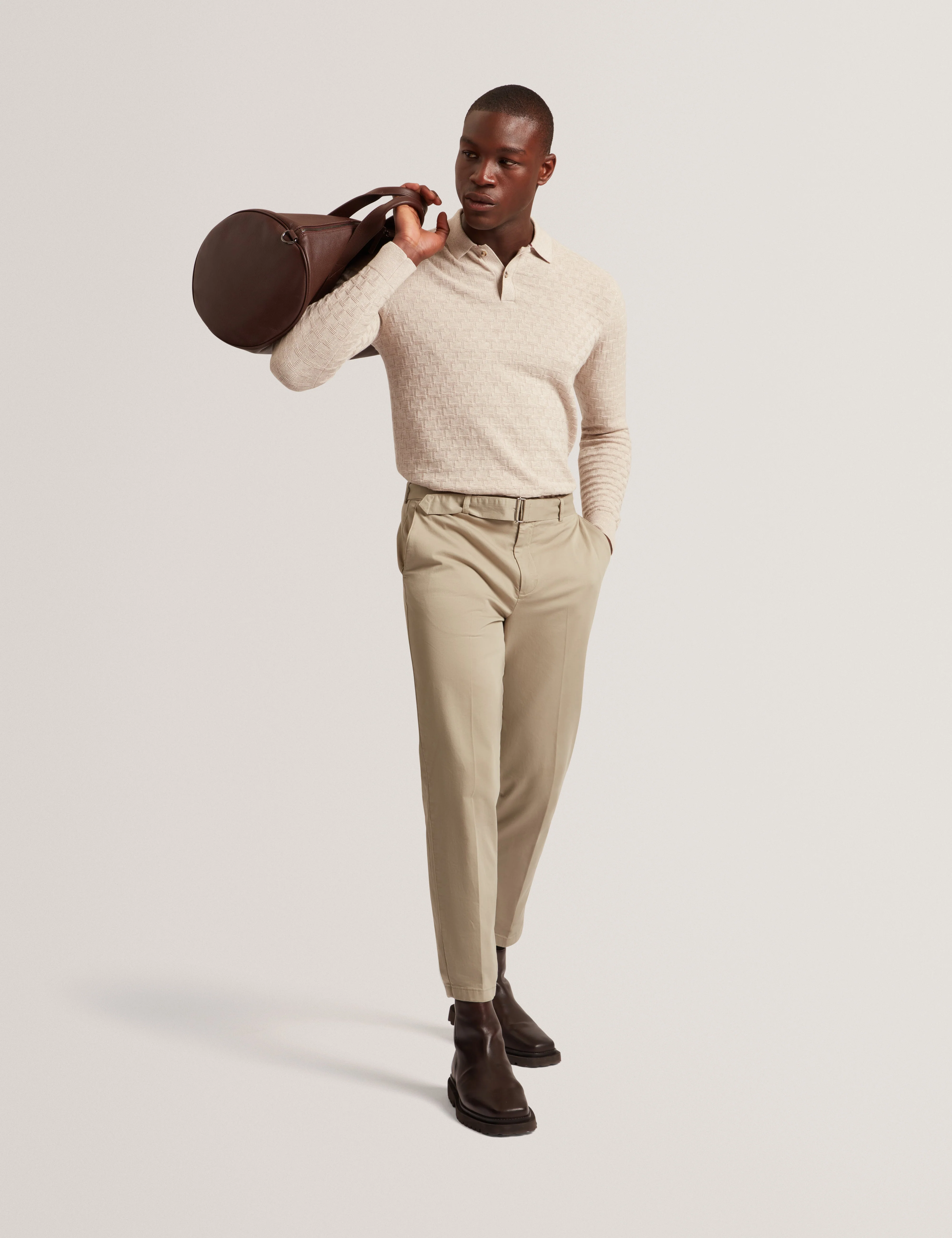 Gaten Ls T Stitch Polo Natural - Image 2