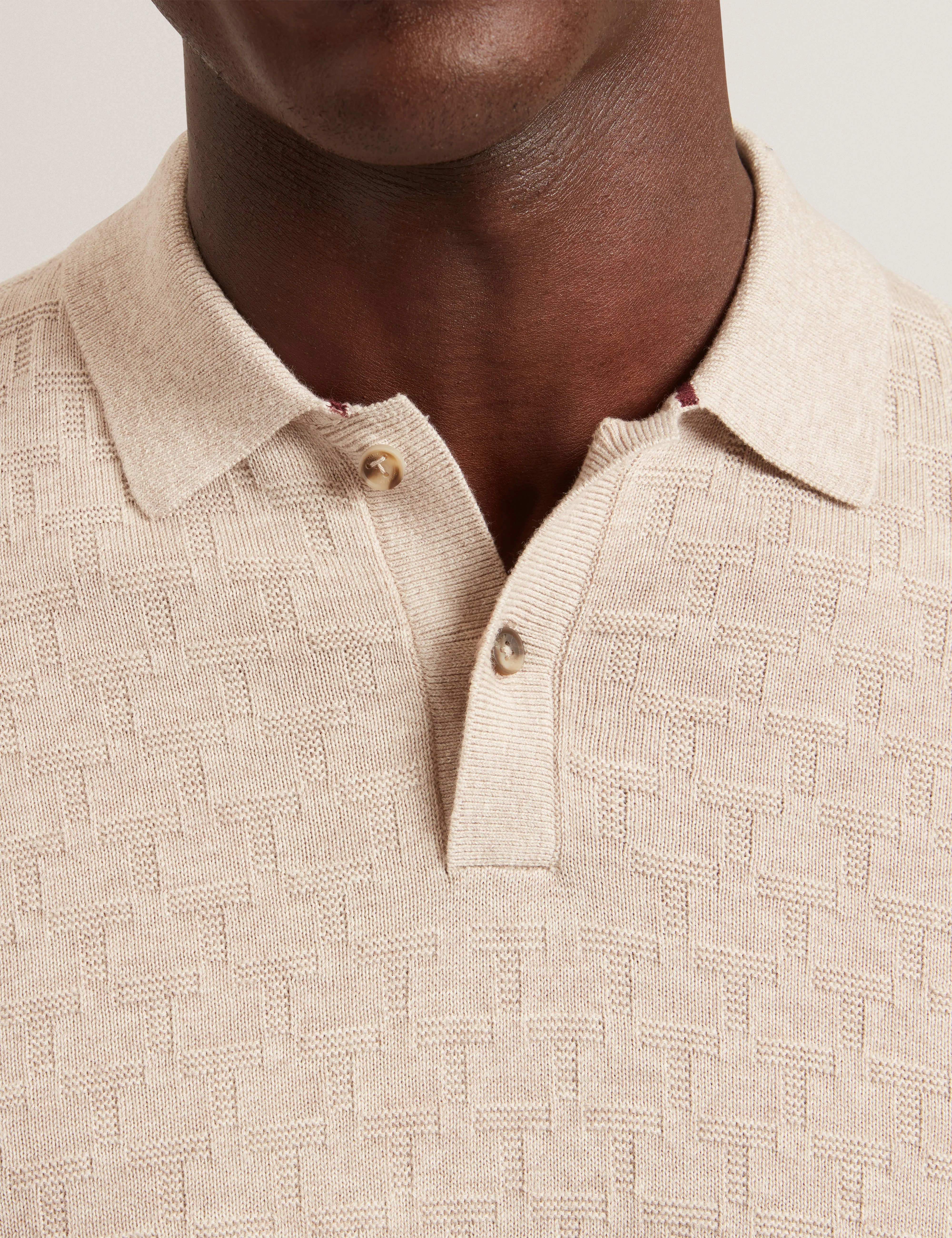 Gaten Ls T Stitch Polo Natural - Image 4