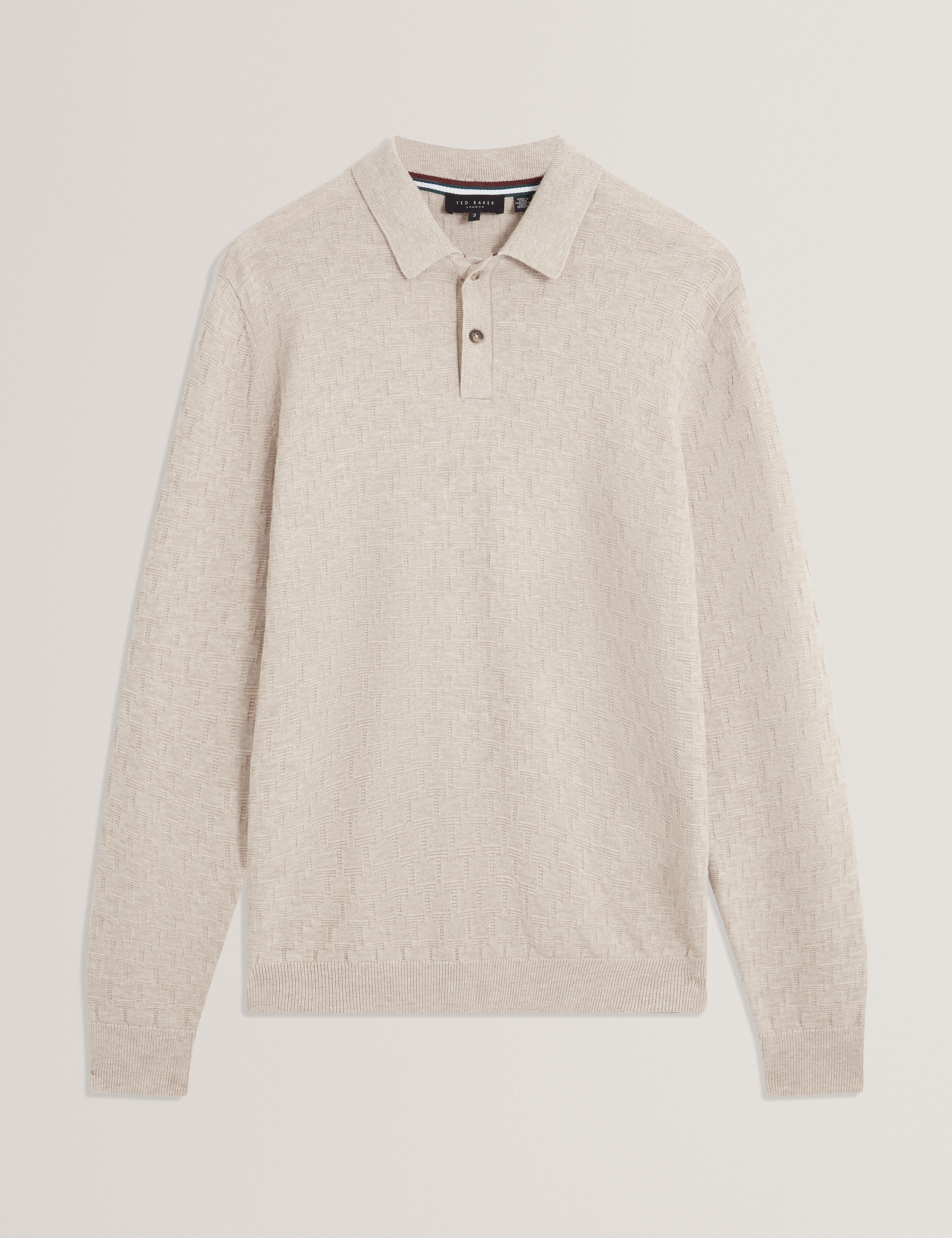 Gaten Ls T Stitch Polo Natural - Image 7