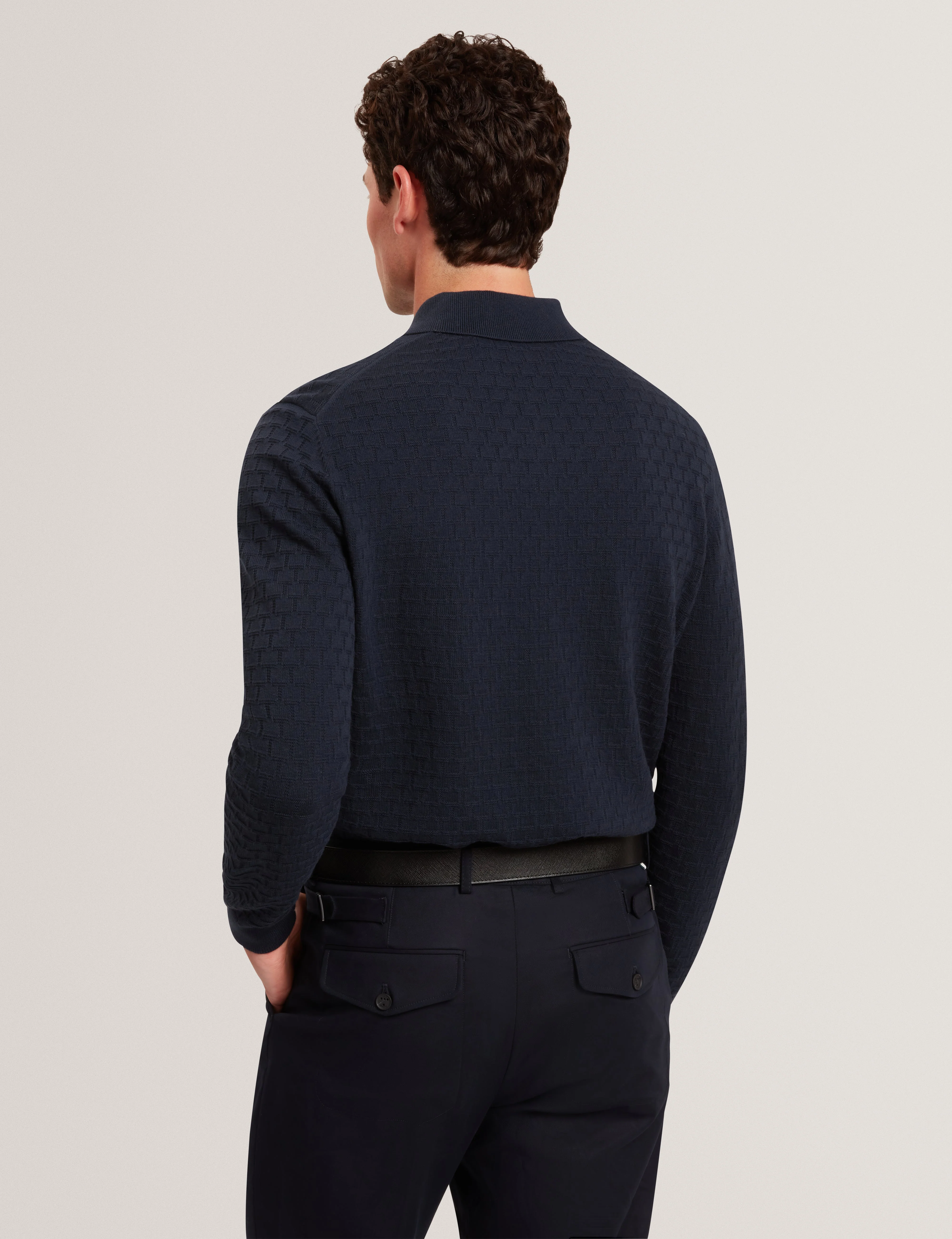 Gaten Ls T Stitch Polo Navy - Image 5