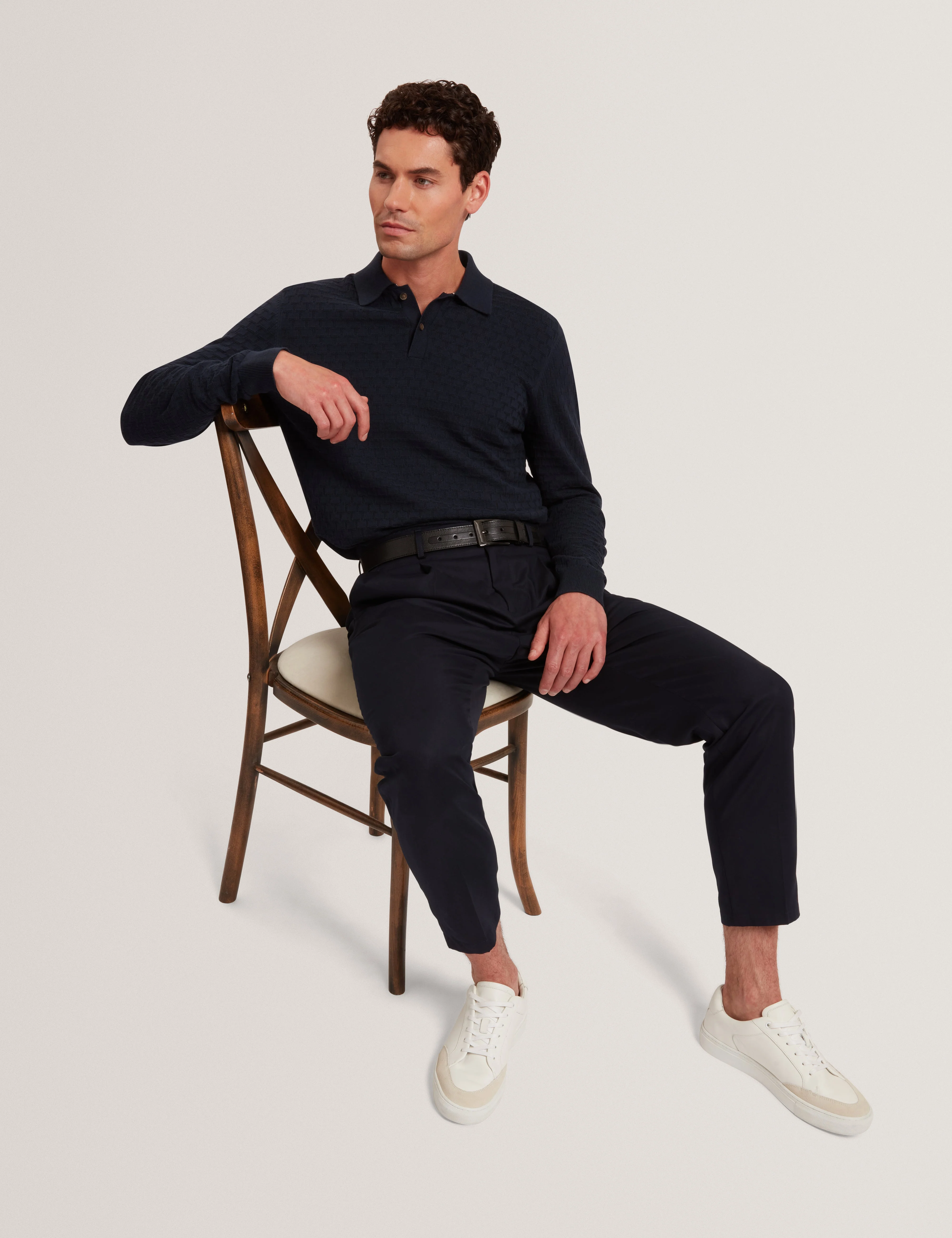 Gaten Ls T Stitch Polo Navy - Image 6