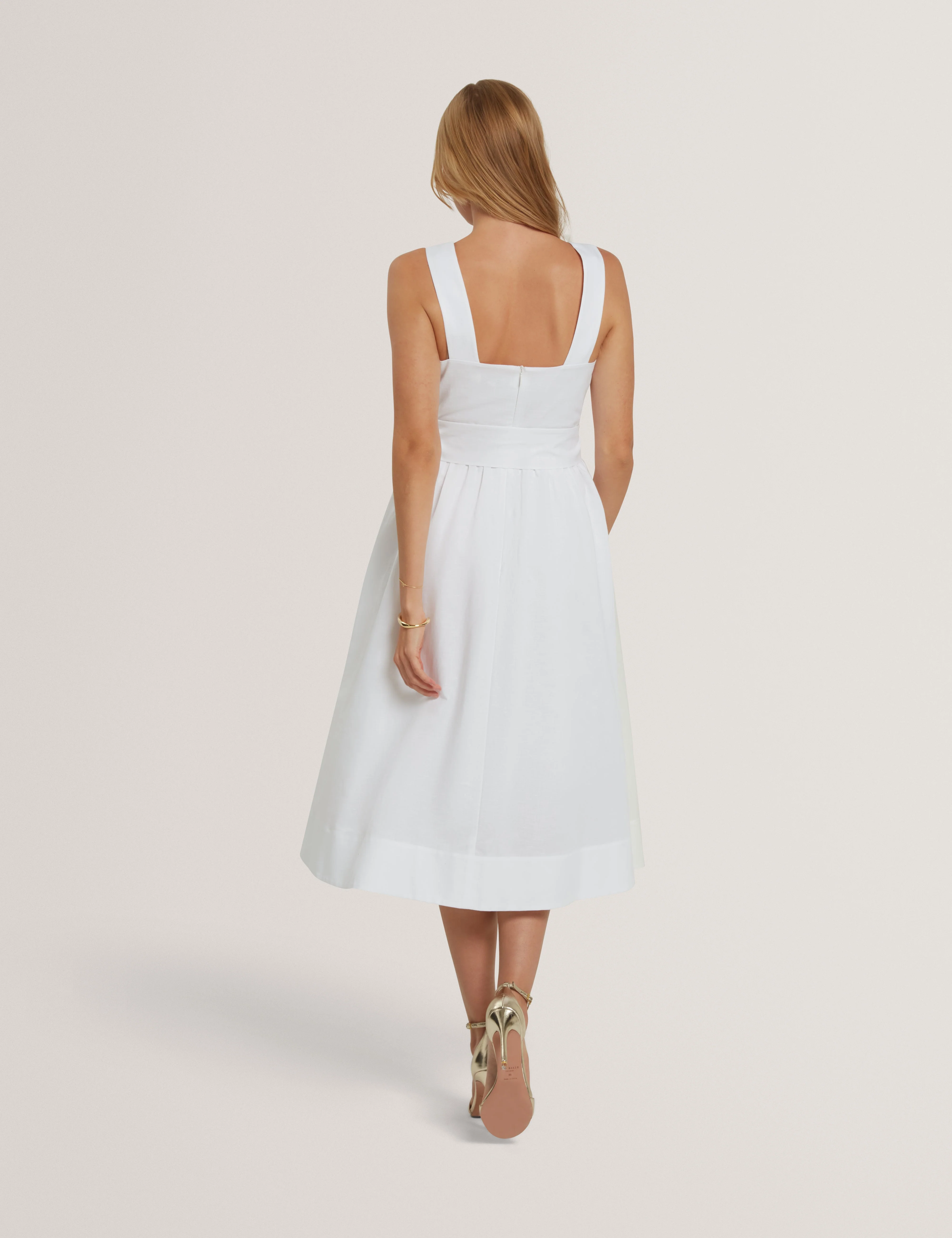 Gemha Tie Waist Floral Midi Sundress Ivory - Image 5