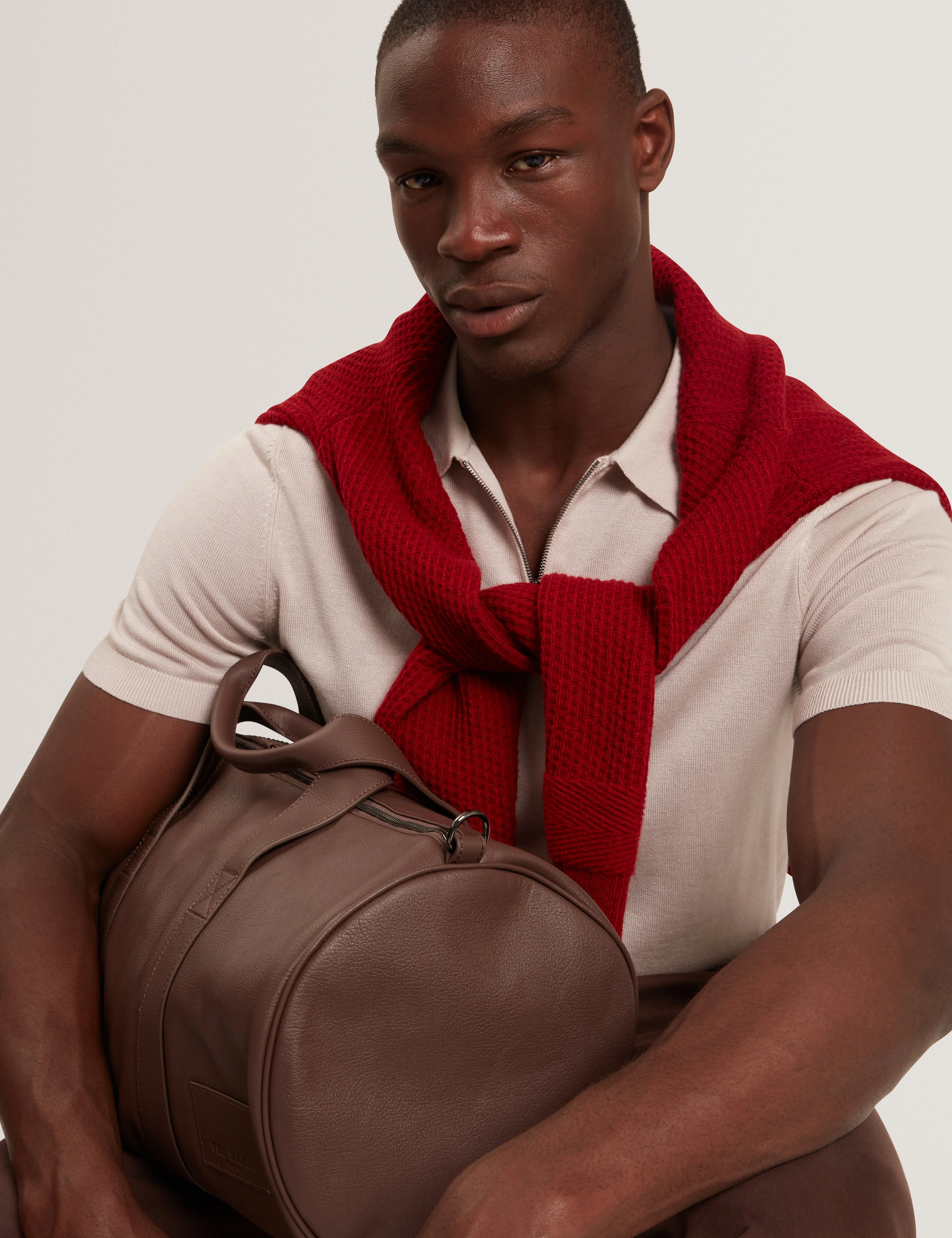 Givrans Short Sleeve Silk Blend Zip Polo Ecru - Image 6