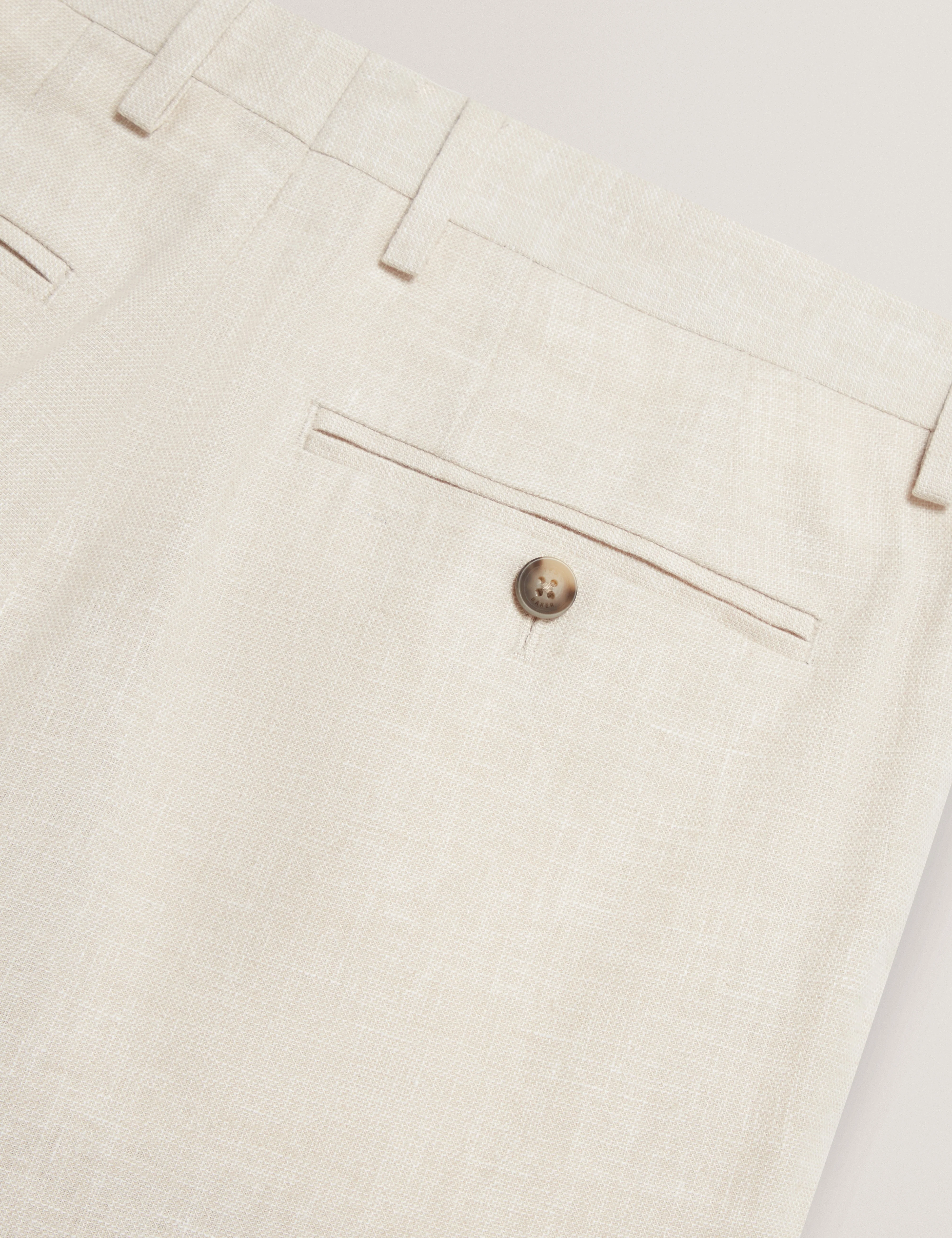 Givrant Slim Fit Linen Blend Trouser Ecru - Image 2