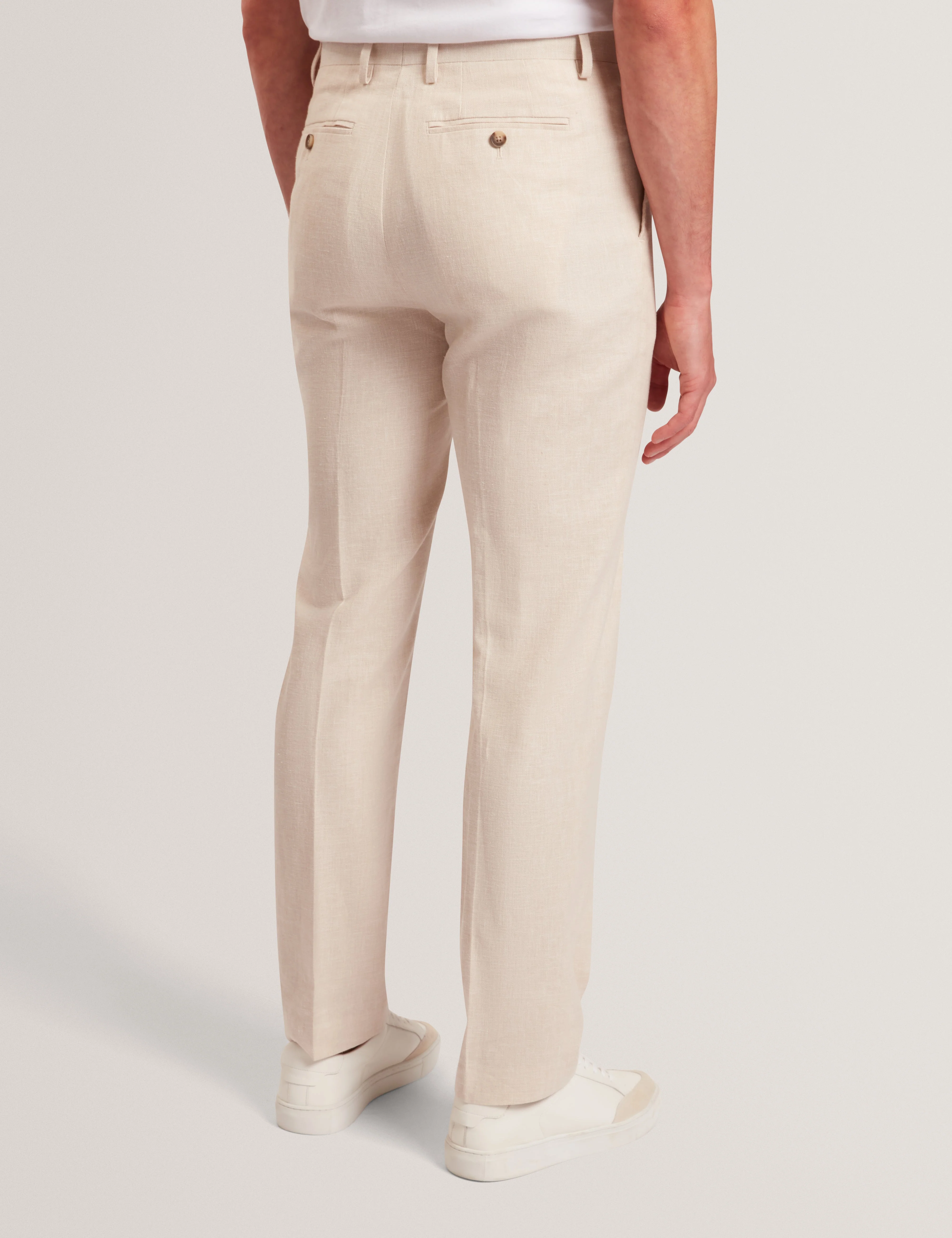 Givrant Slim Fit Linen Blend Trouser Ecru - Image 3