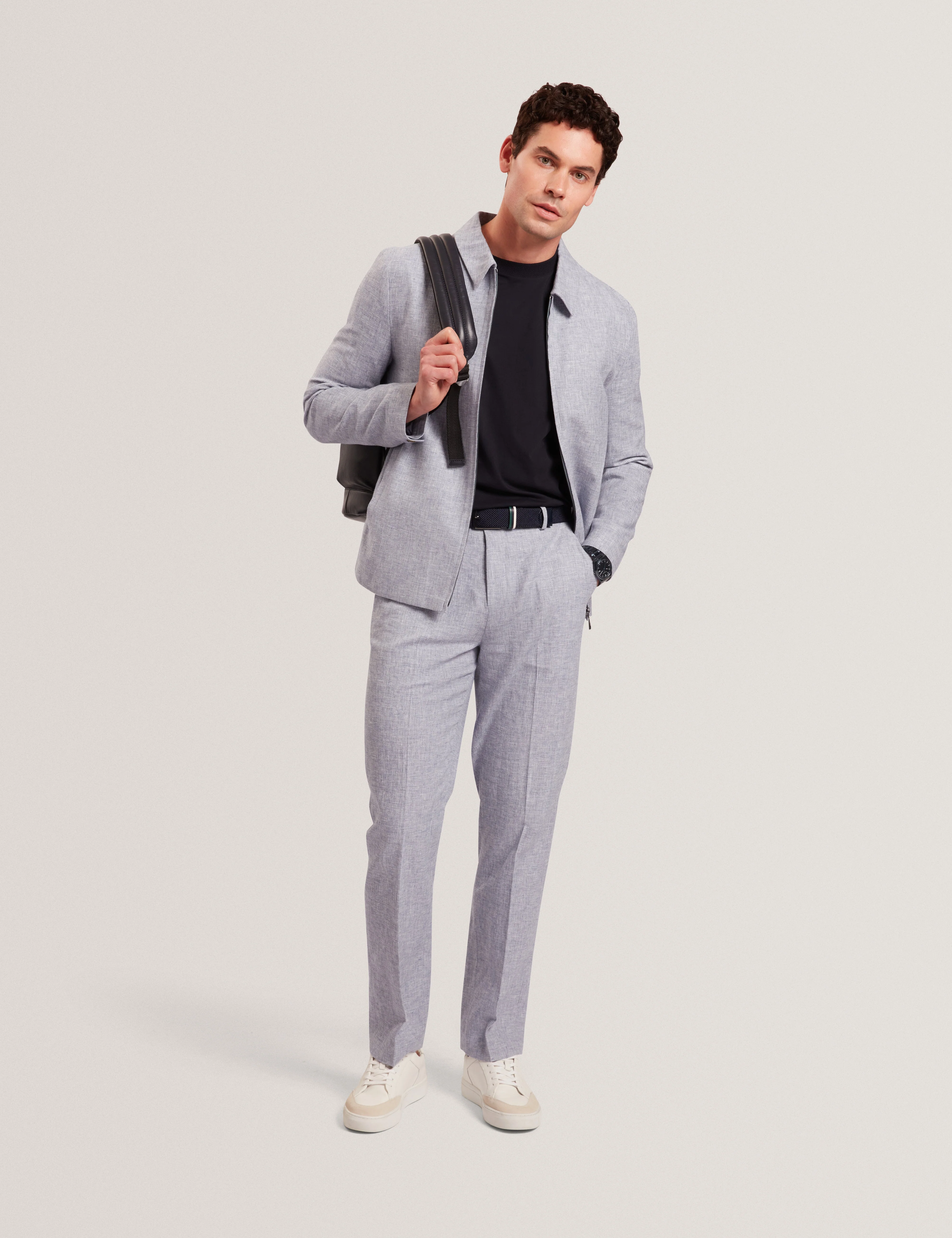 Givrant Slim Fit Linen Blend Trouser Lt-Blue