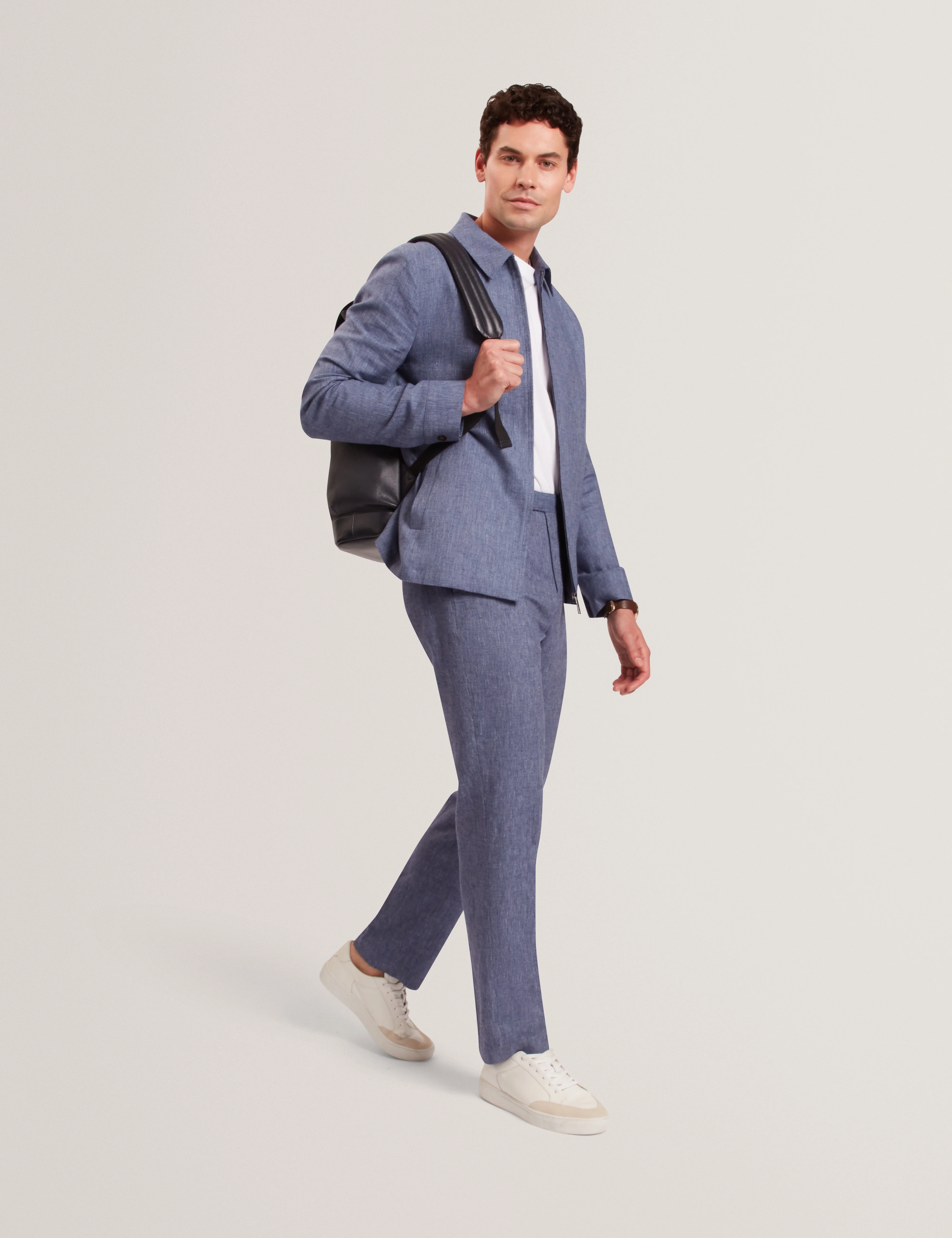 Givrant Slim Fit Linen Blend Trouser Navy - Image 5
